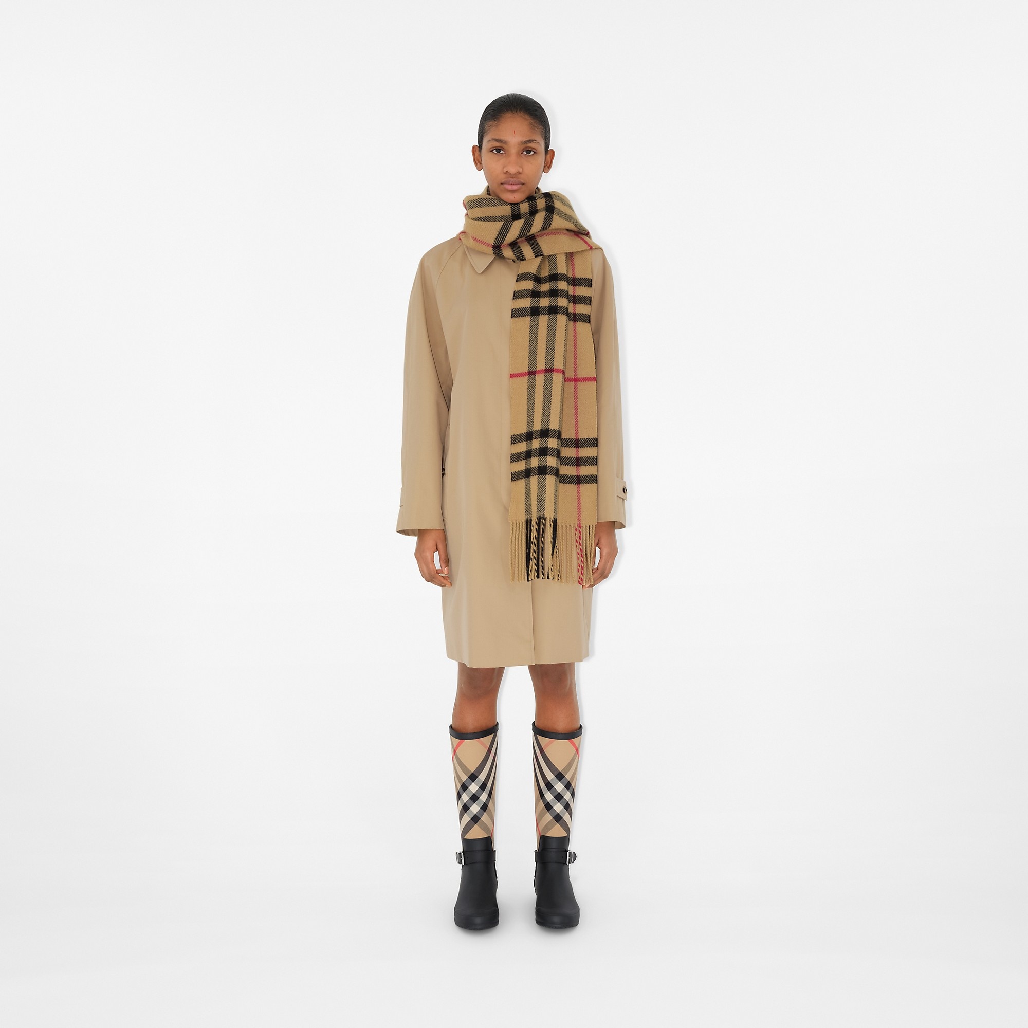Check Wool Cashmere Scarf - 2