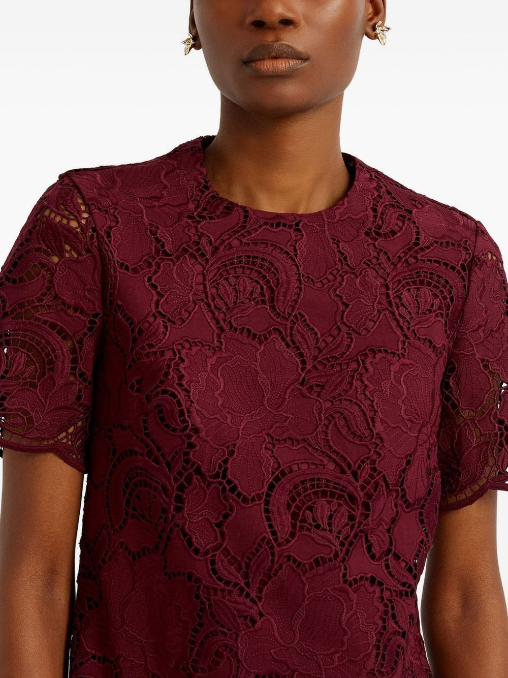 floral-lace mini dress - 4