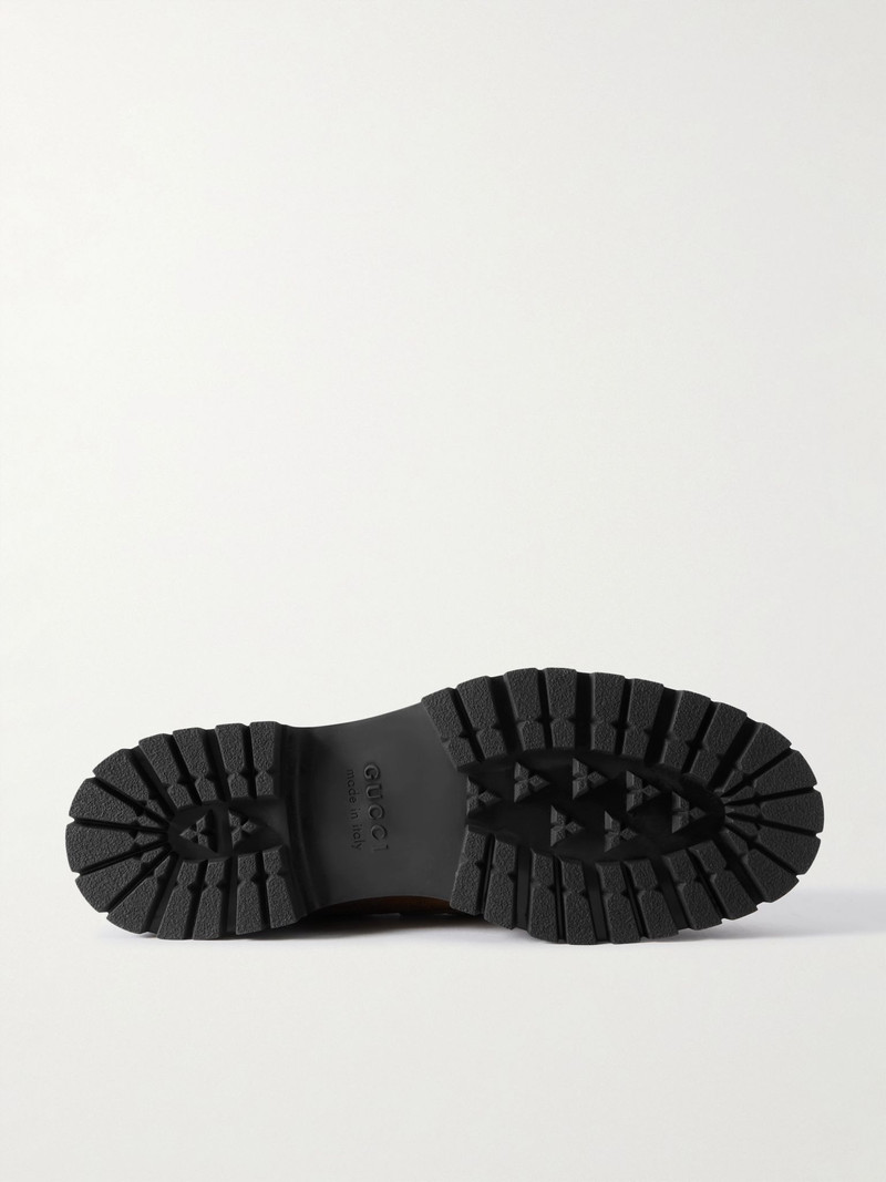 GUCCI Horsebit-Embellished Suede Boots Brown outlook