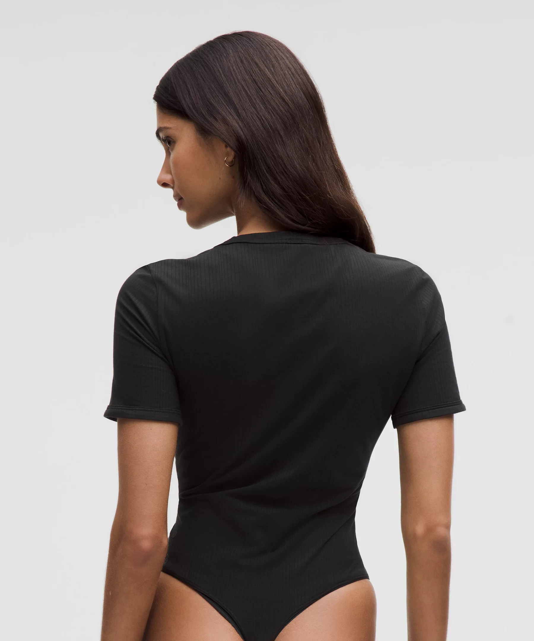 Stretch Cotton Ribbed Short-Sleeve Bodysuit - 3