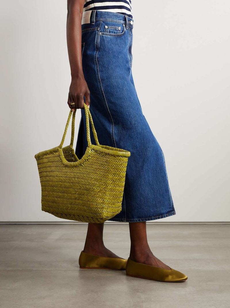 DRAGON DIFFUSION Nantucket large woven leather tote Light green outlook