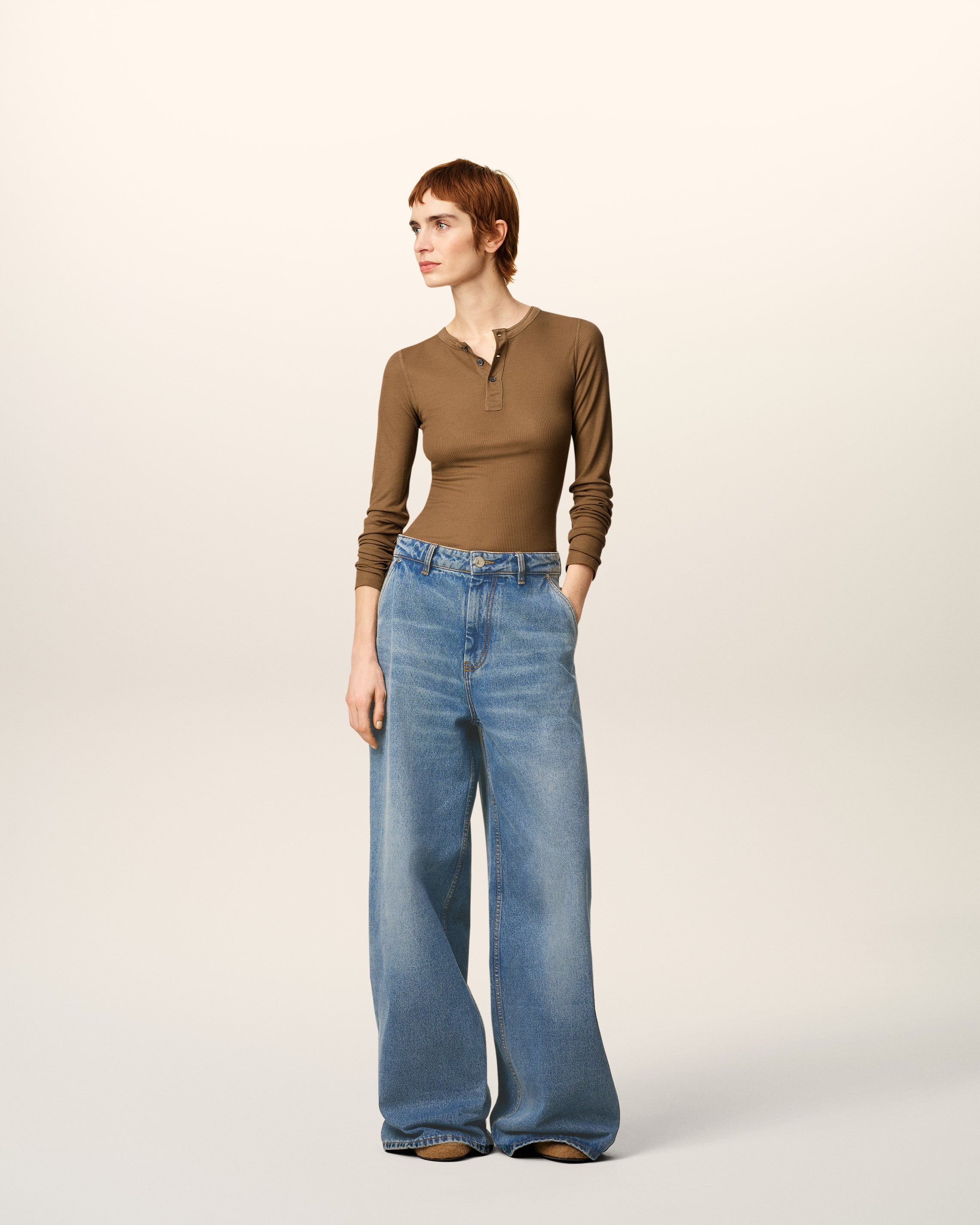 BLUE COTTON SUPER WIDE FIT JEANS - 2