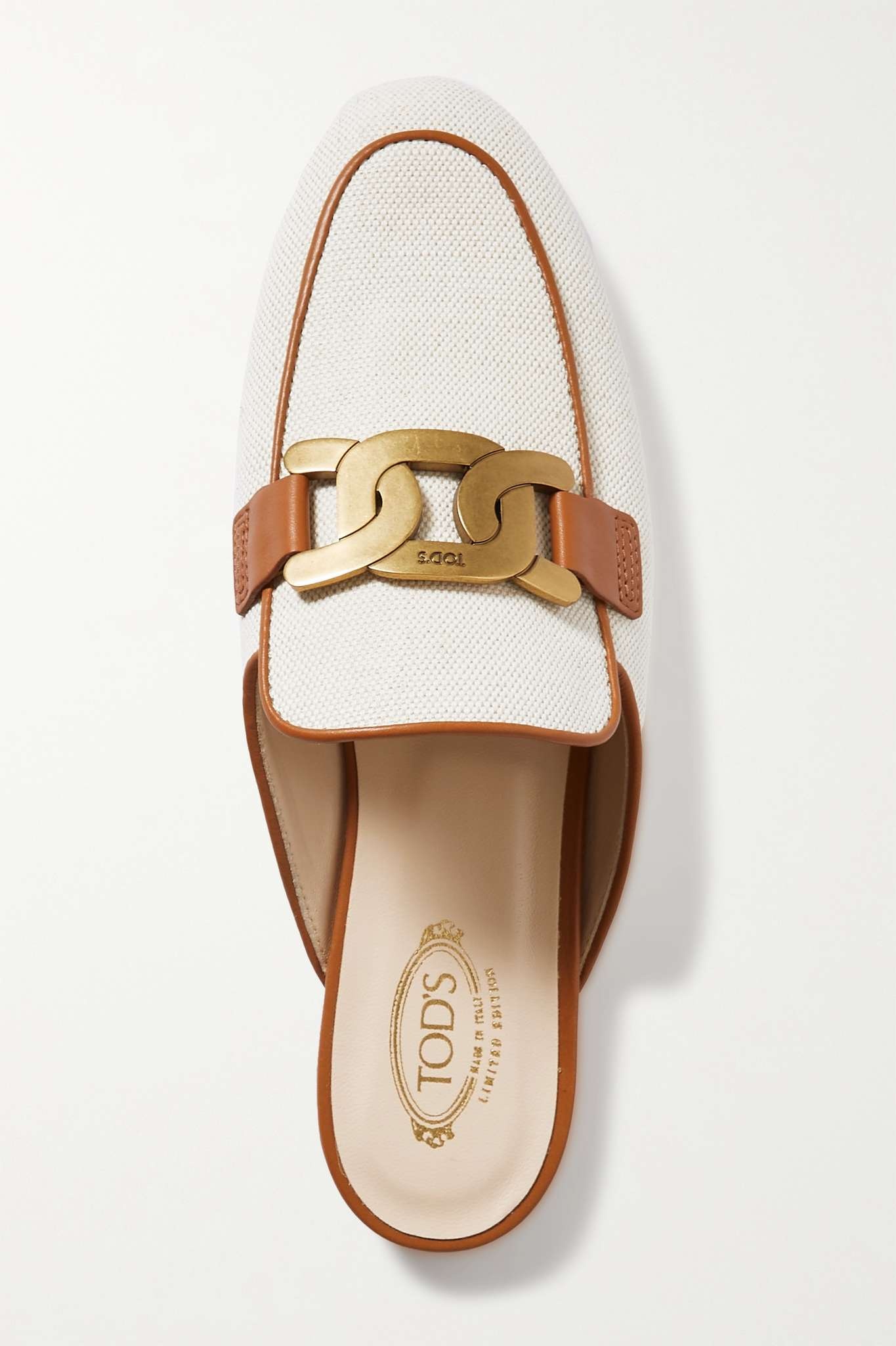 Embellished leather-trimmed canvas loafers - 5