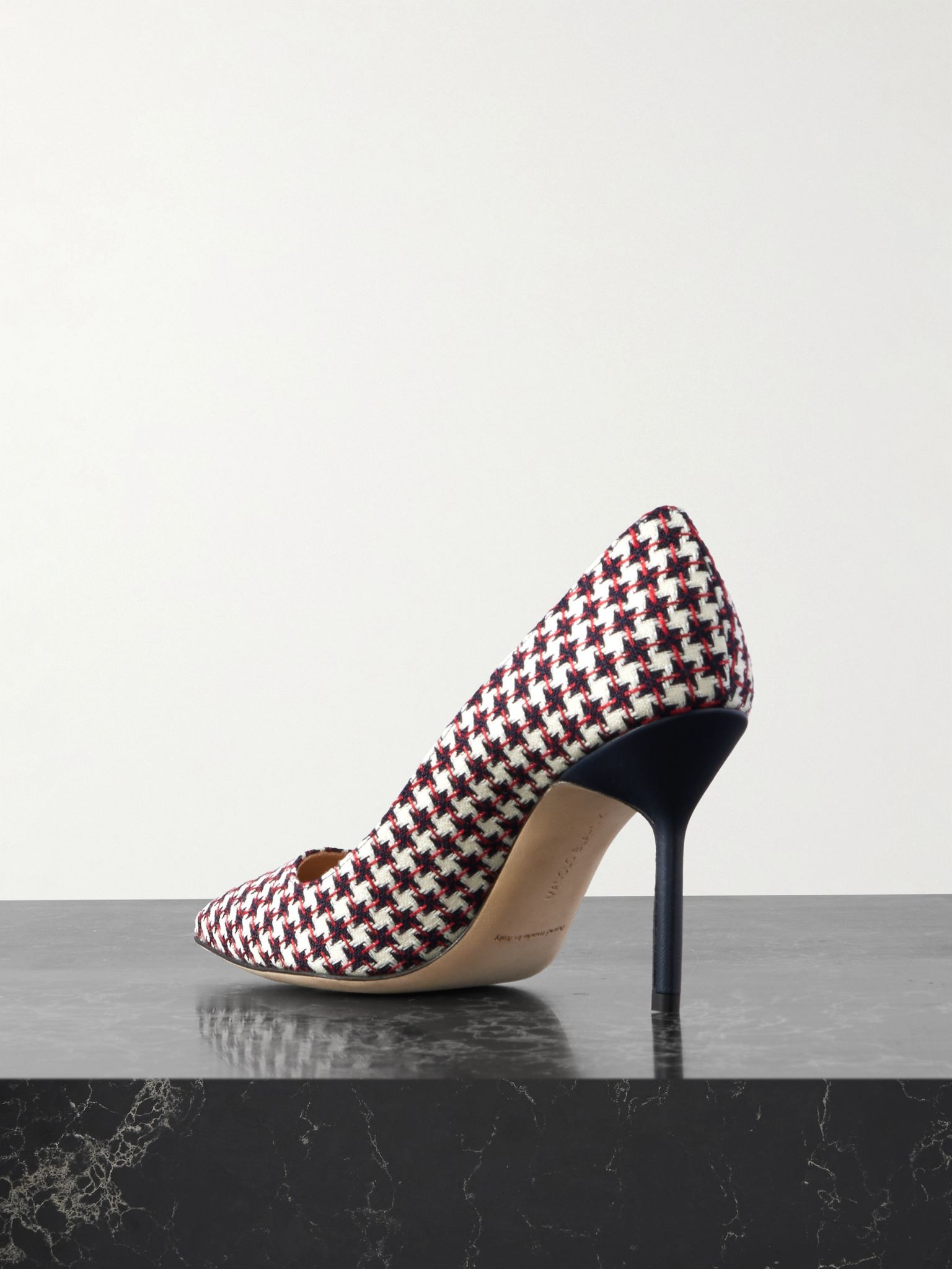 90 leather-trimmed embroidered tweed pumps White - 3