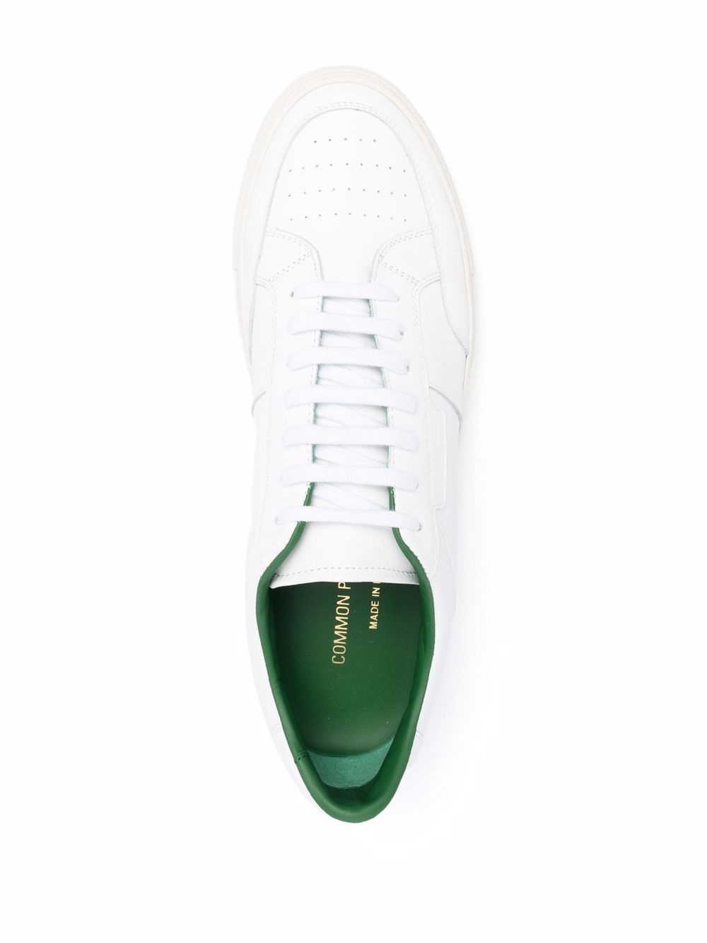 contrast-trimmed leather sneakers - 4