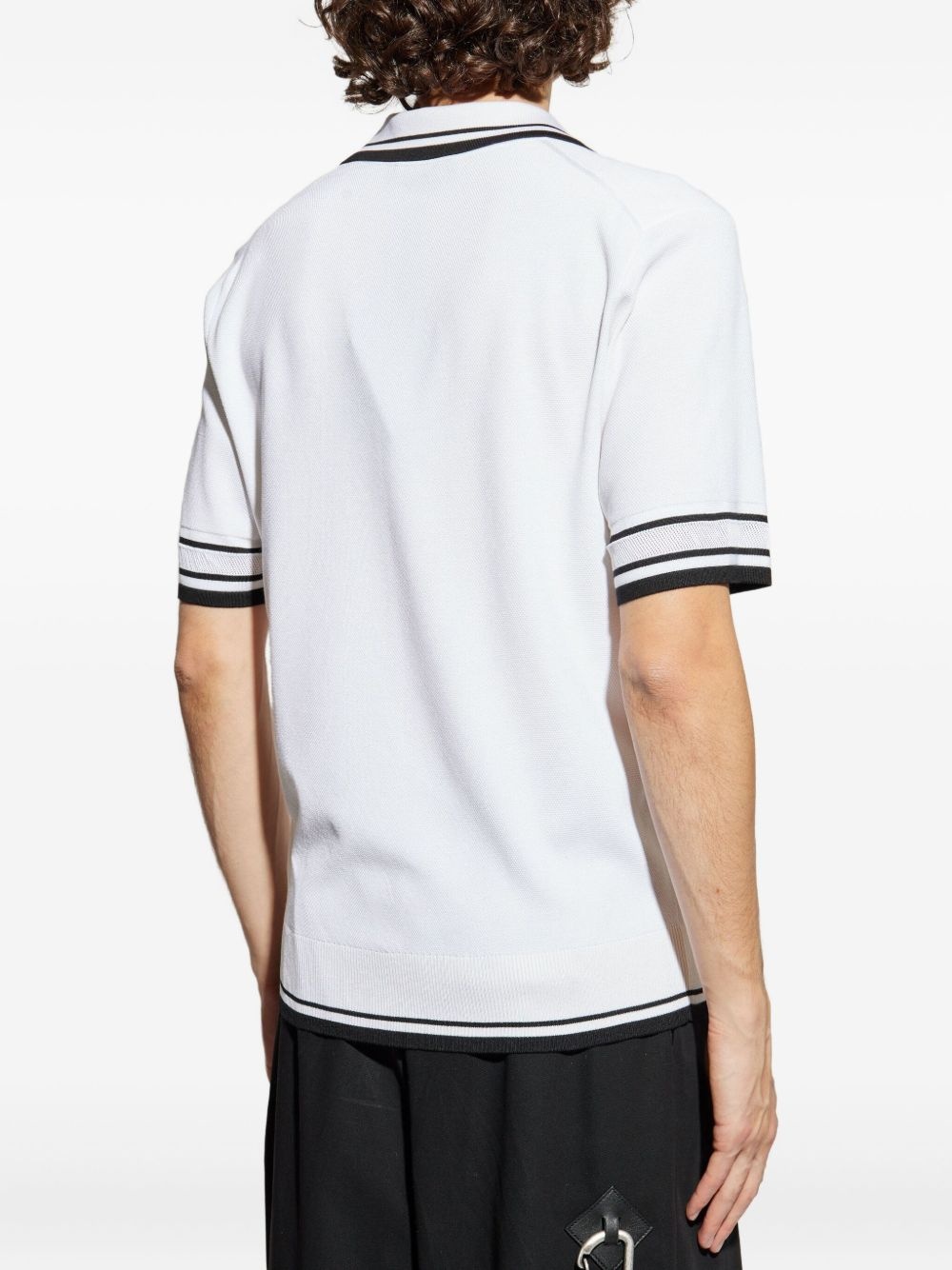 striped-trim polo-neck top - 4