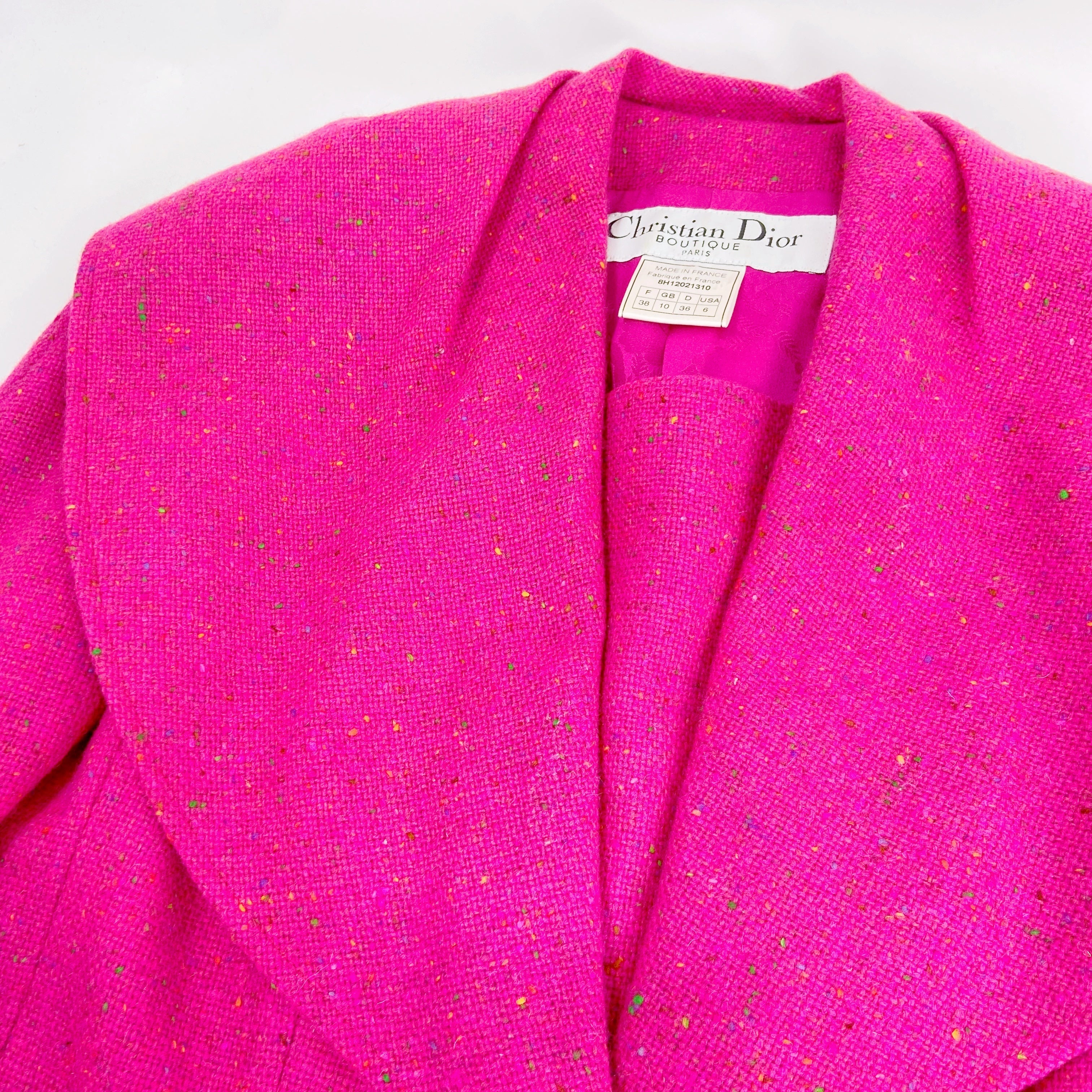 Christian Dior Fall 1998 John Galliano Candy Fuchsia Oversized Lapel Bar Jacket - 12