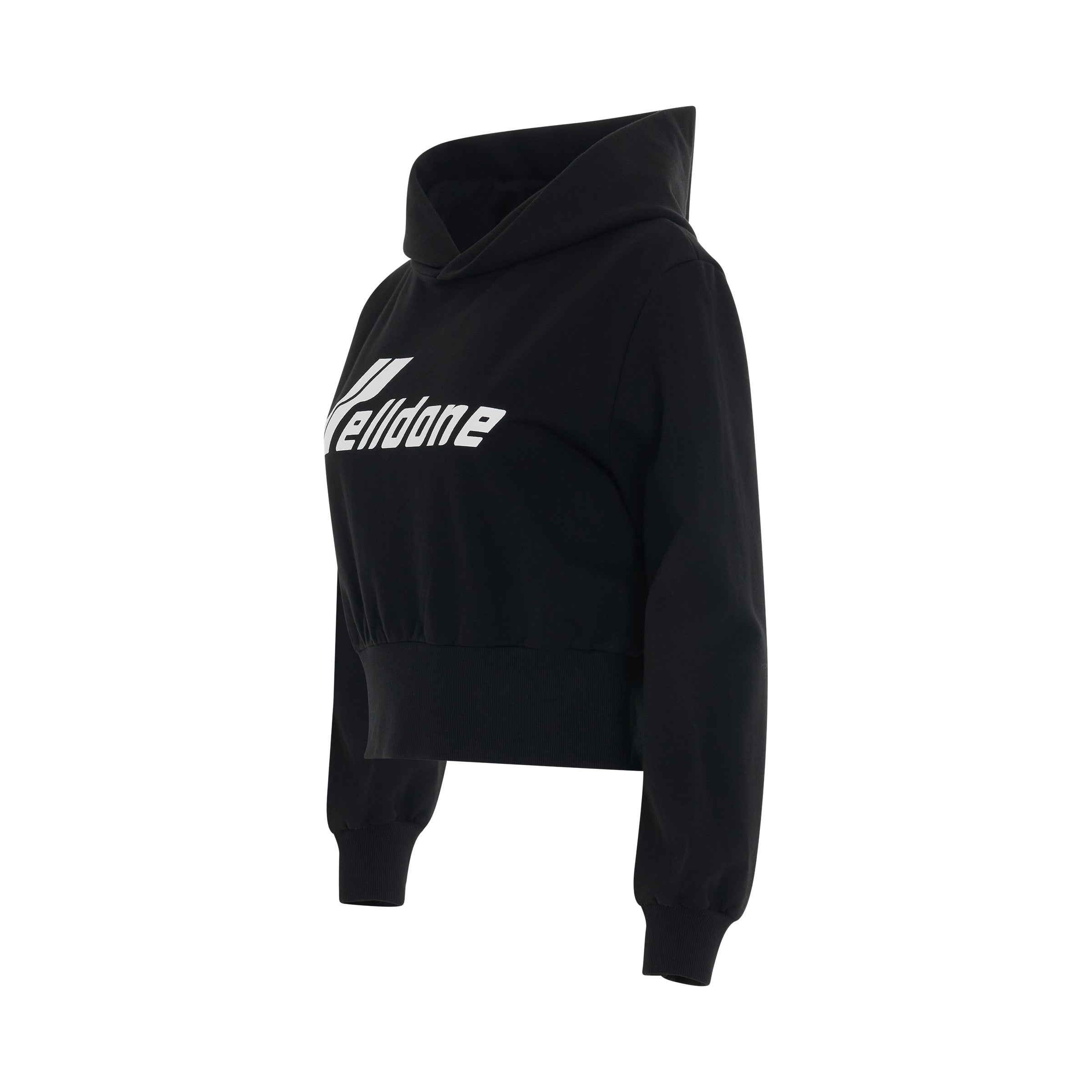 Lettering Symbol Crop Hoodie in Black - 2