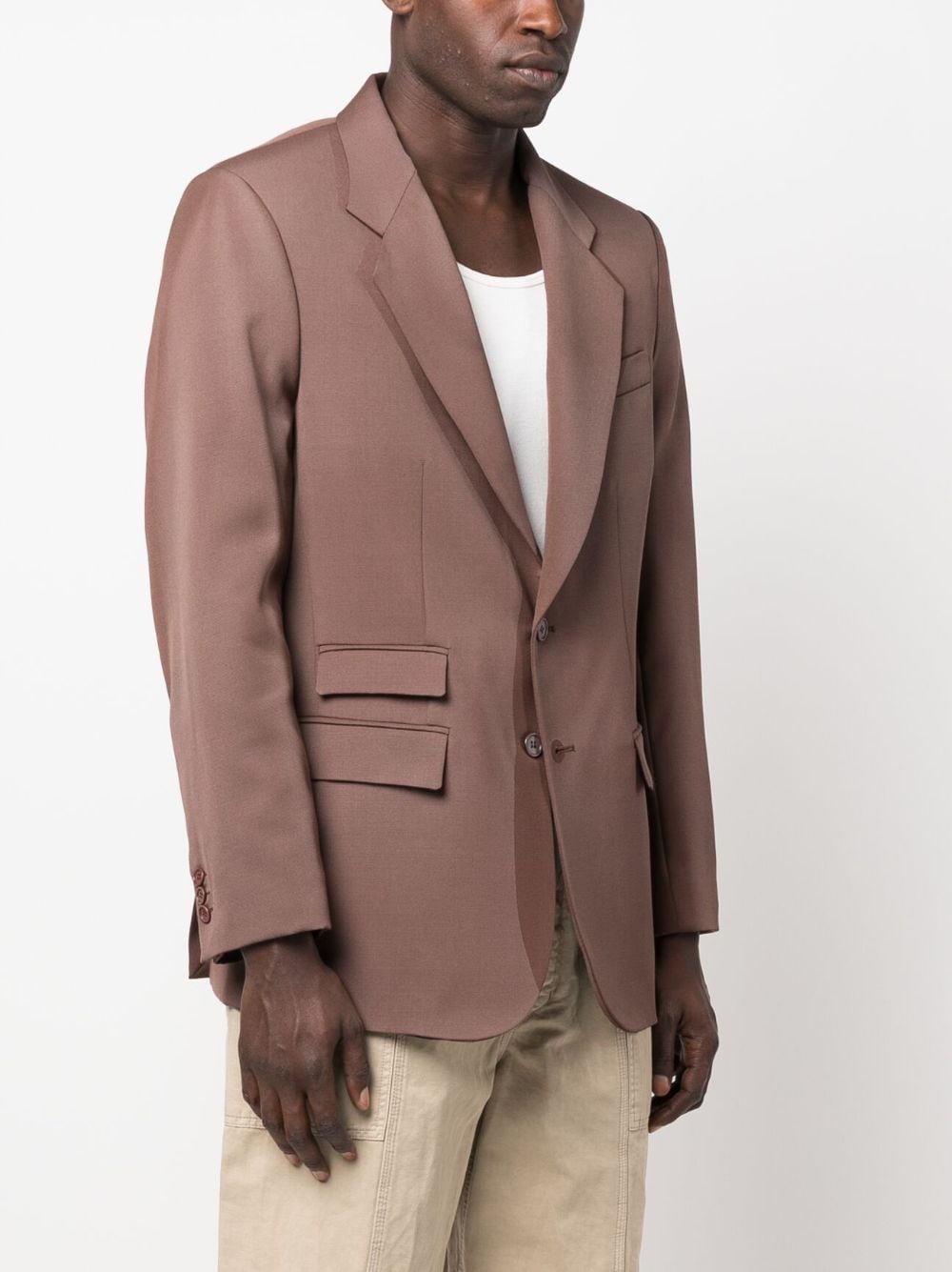 single-breasted buttoned wool blazer - 3