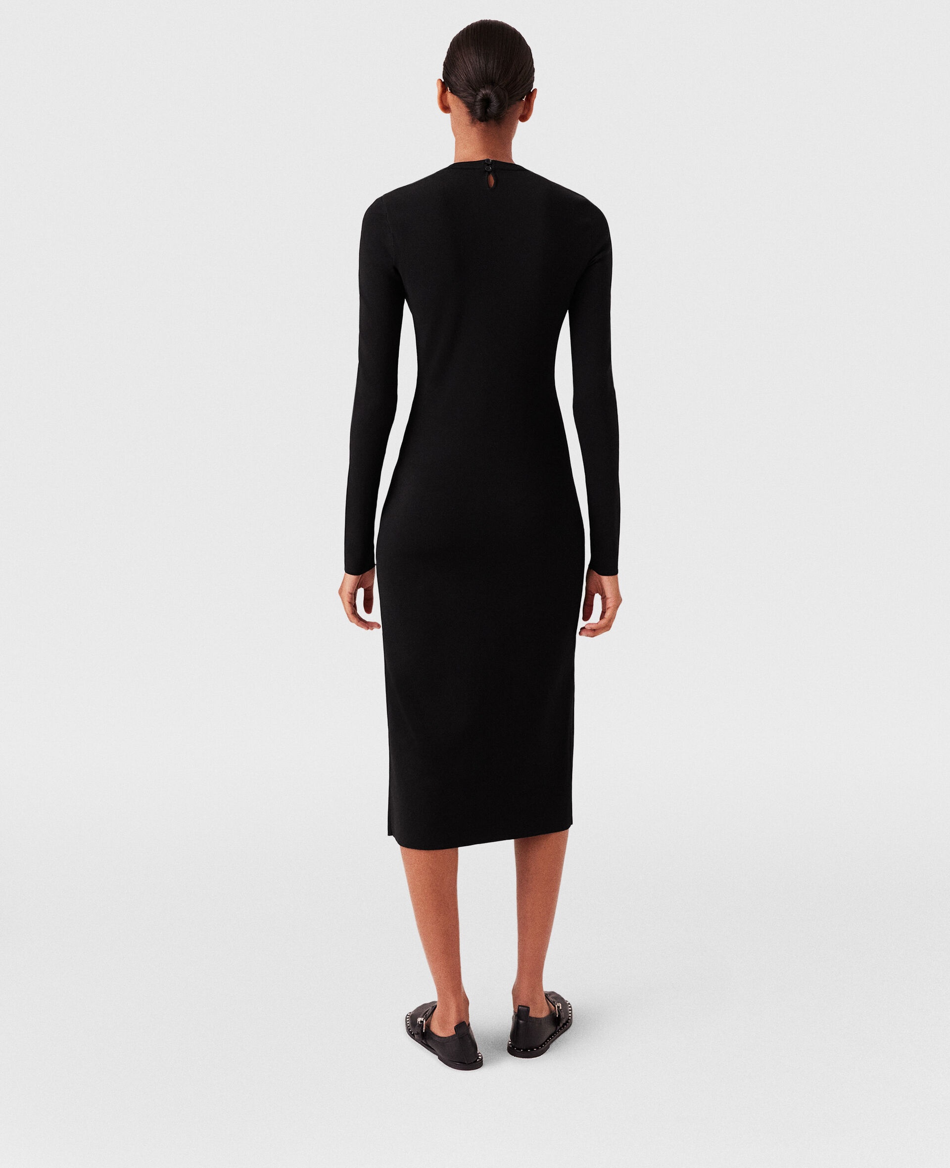 Long-Sleeve Leg Slit Midi Dress - 5