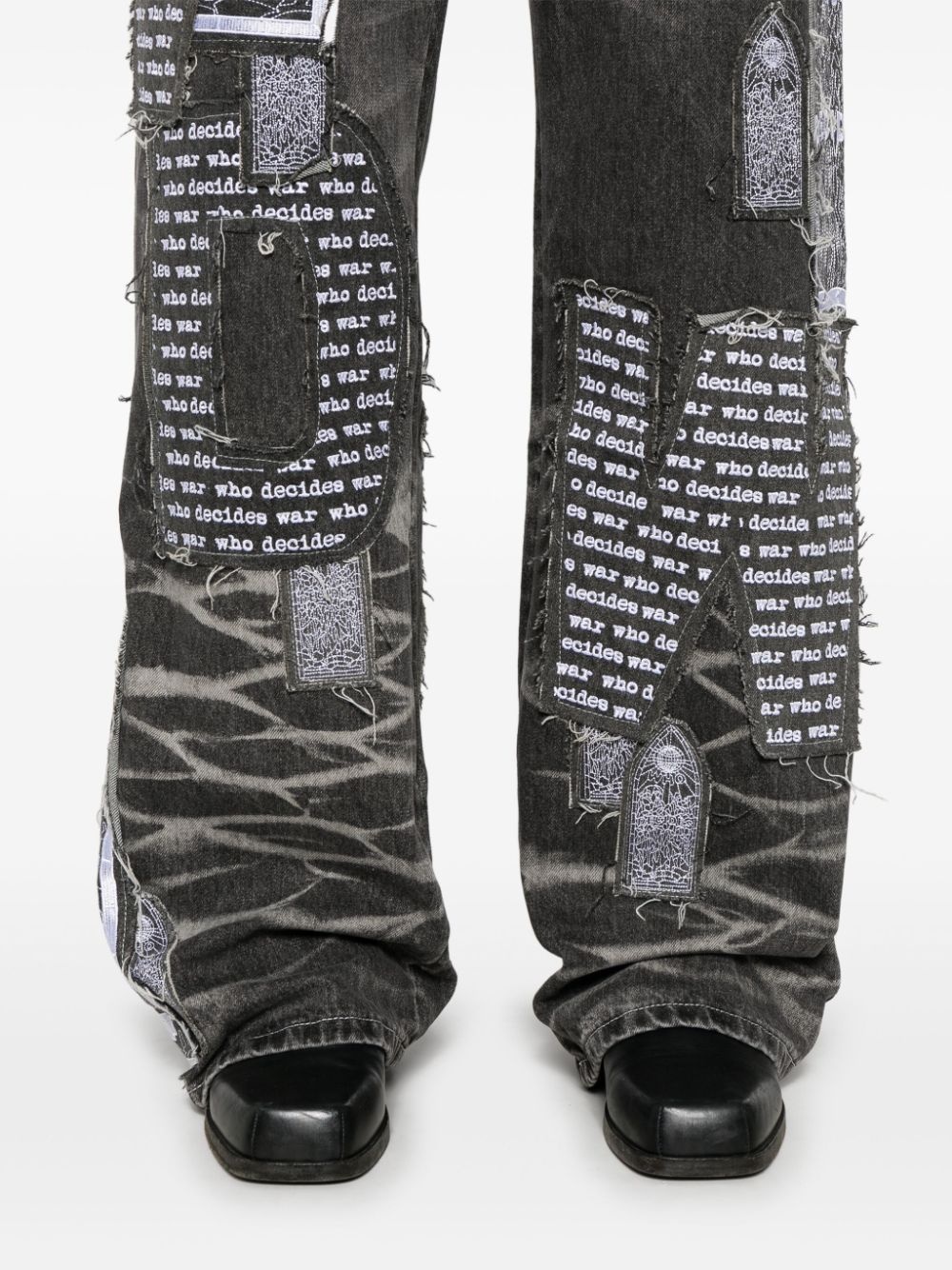 patchwork-design jeans - 5