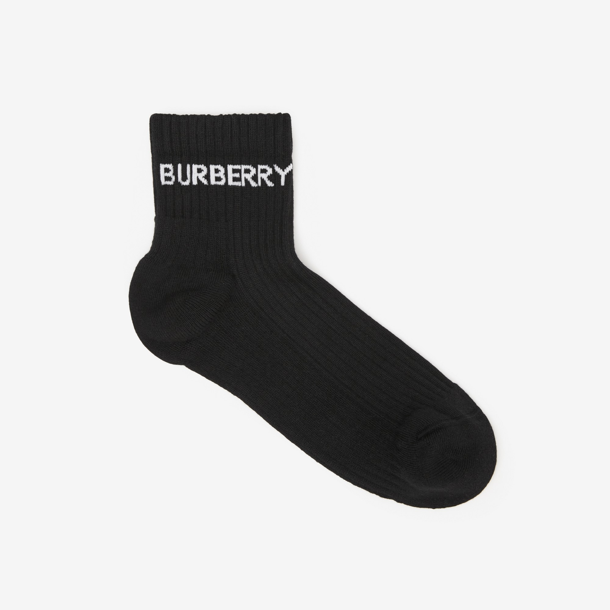 Logo Intarsia Technical Stretch Cotton Ankle Socks - 1