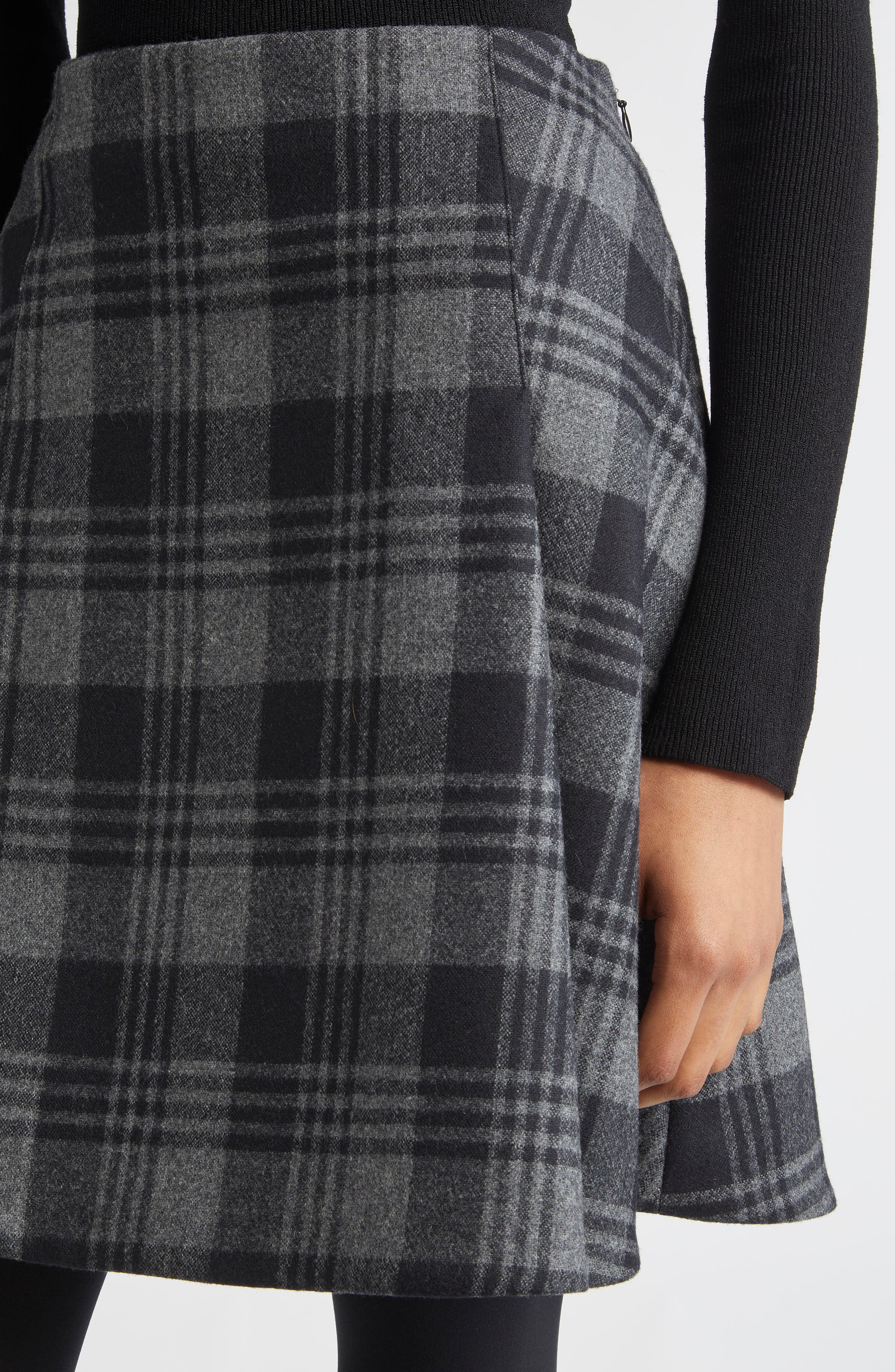 Proenza Schouler Cassia Plaid Virgin Wool A-Line Skirt in Grey Multi at Nordstrom - 5