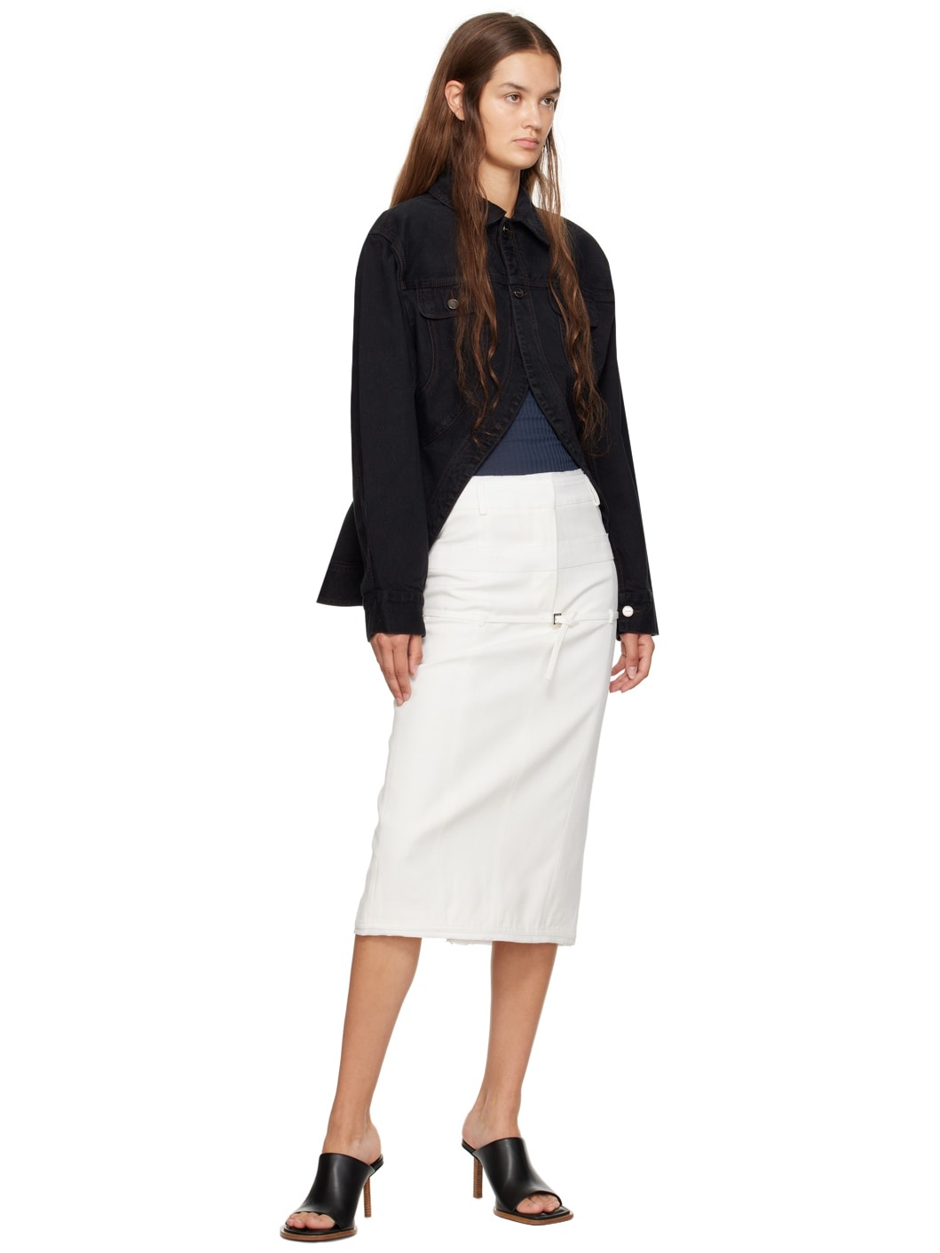 White Le Chouchou 'La Jupe Caraco' Midi Skirt - 4