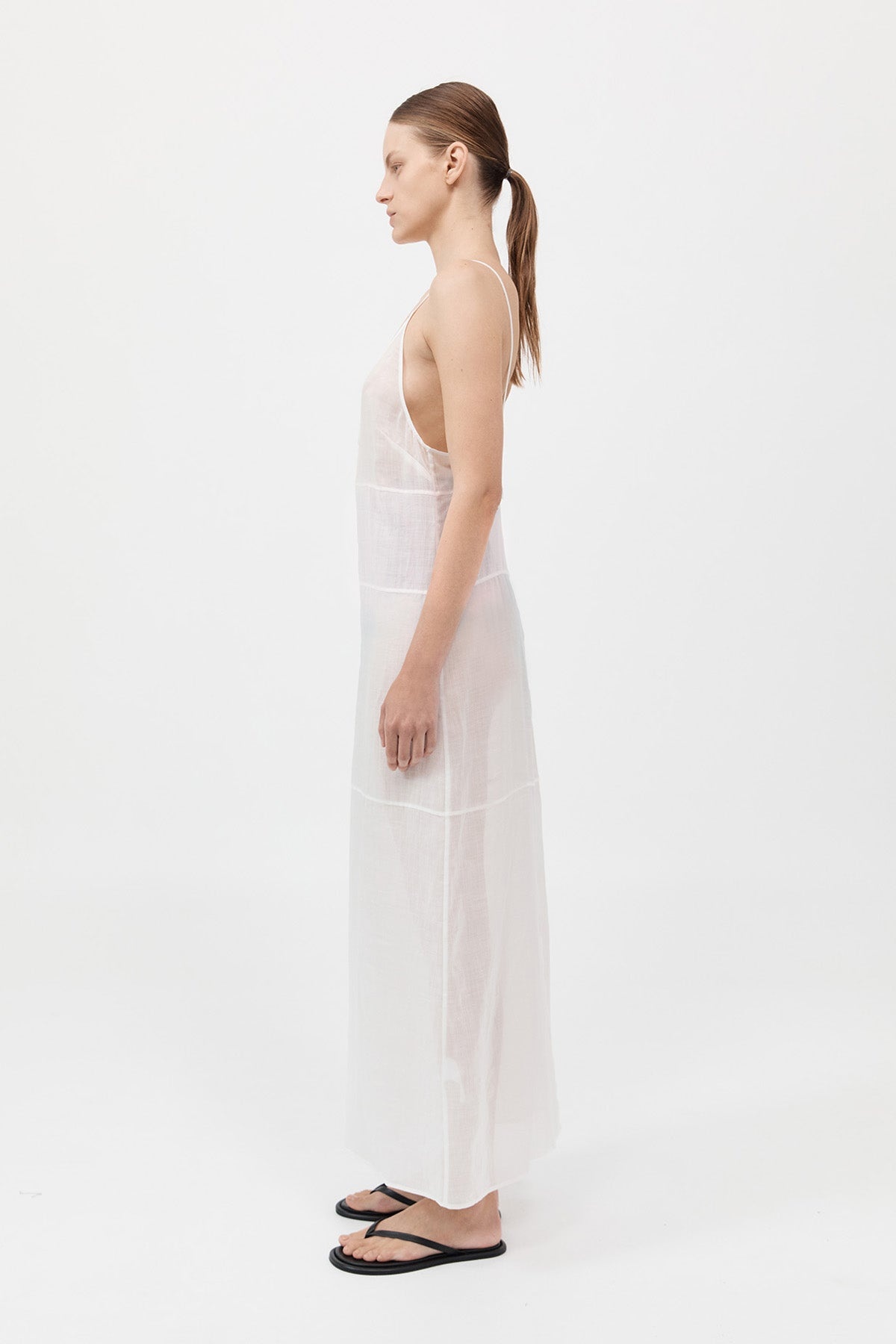 Semi Sheer Patchwork Dress - Salt - 4