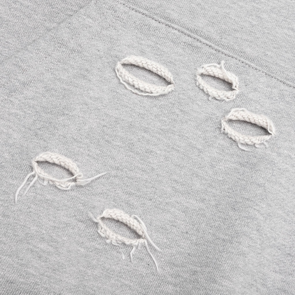 DISTRESSED HOODIE SMALL LOGO - HEATHER GREY - 6