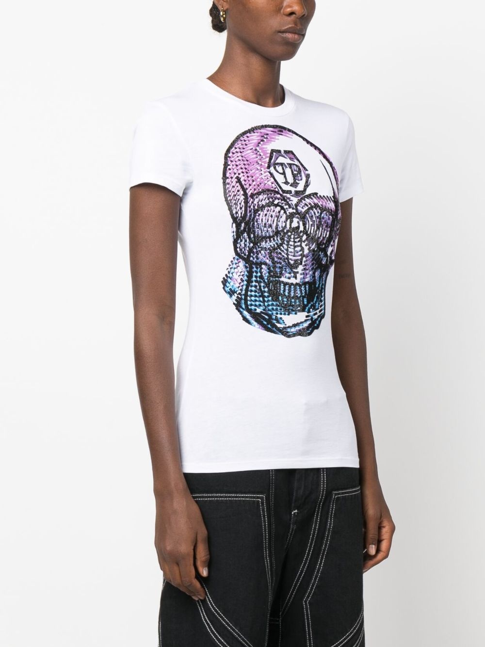 crystal-embellished skull-print T-shirt - 3