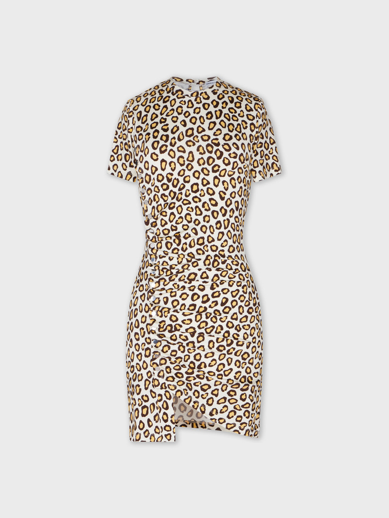 SHORT DRAPED DRESS LEOPARD PRINT 1