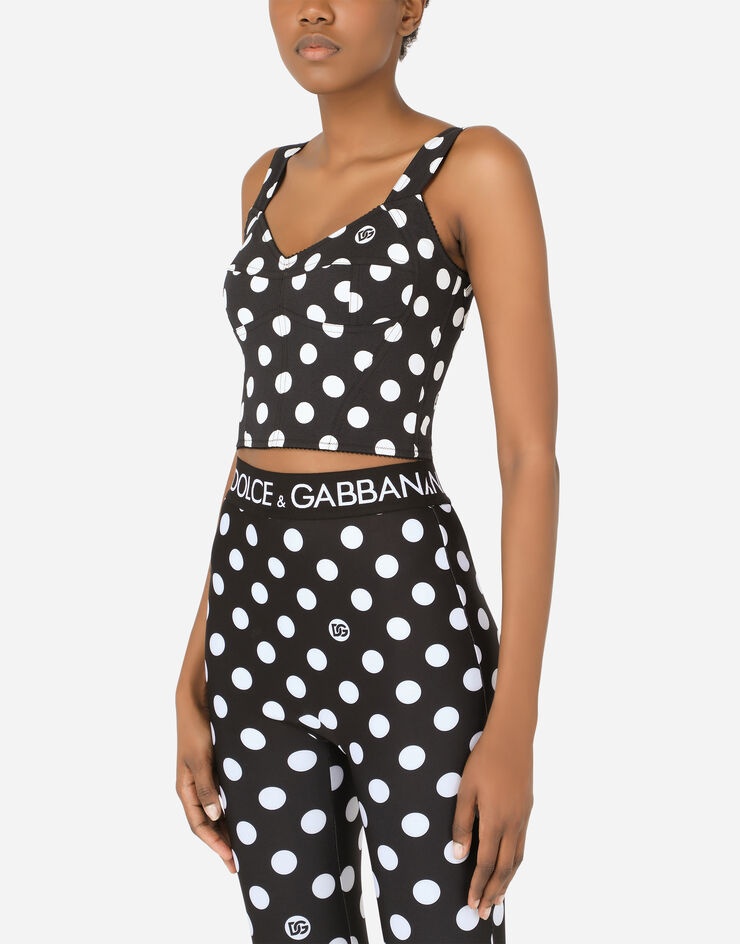 Stretch cady bustier with polka-dot print - 4