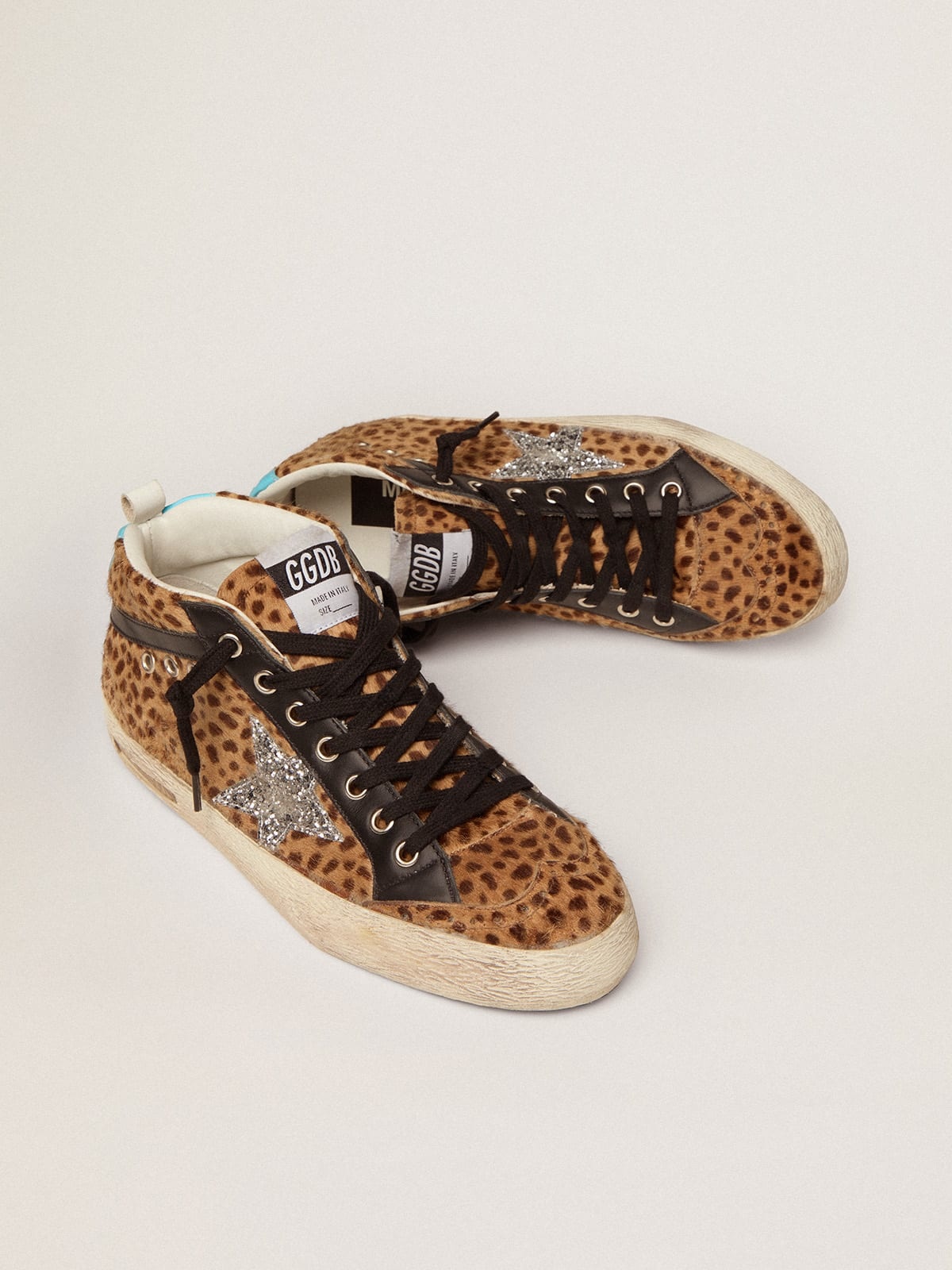 Mid Star sneakers in animal-print pony skin with silver glitter star - 2