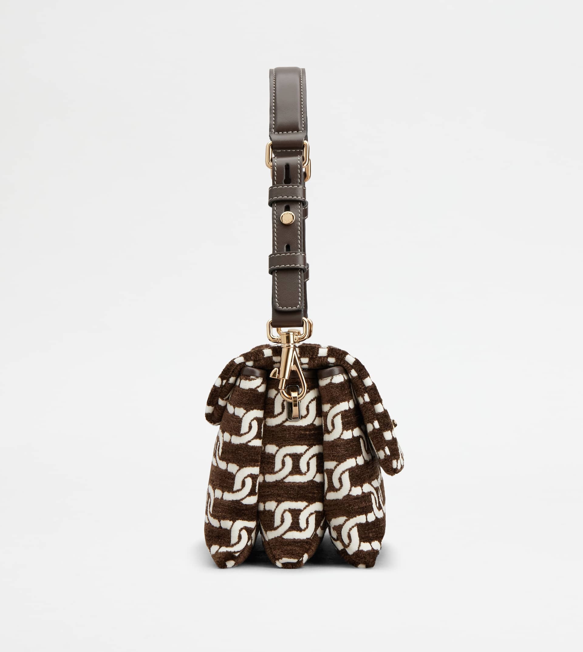 T TIMELESS FLAP BAG IN FABRIC MINI - BROWN, OFF WHITE - 2