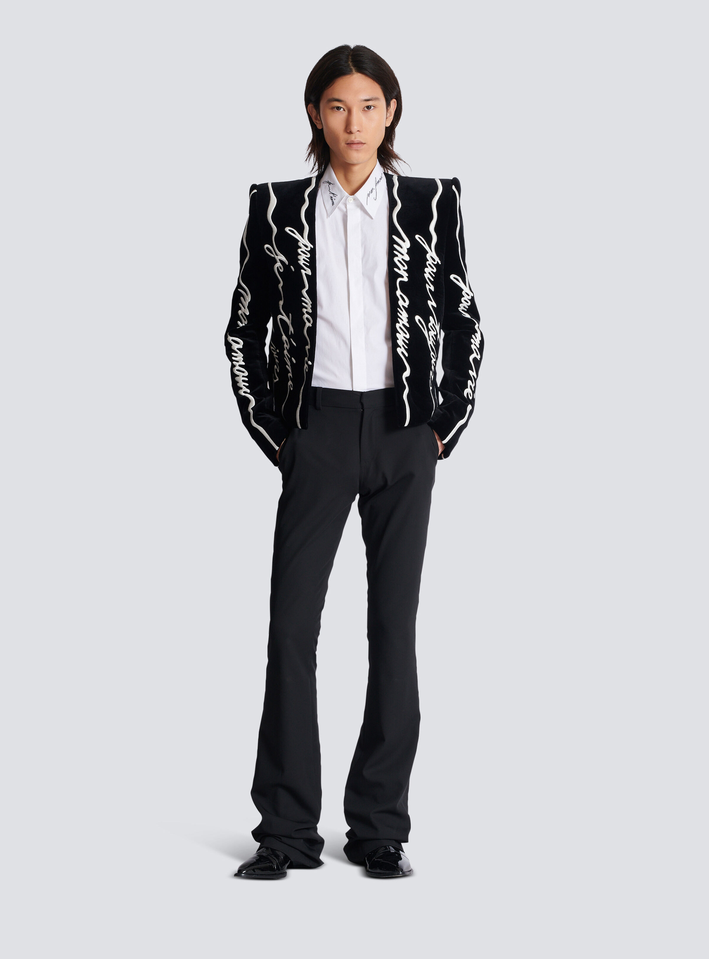 Poplin shirt with embroidered collar - 2