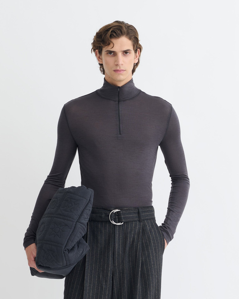Melange Wool Jersey Turtleneck Top 1