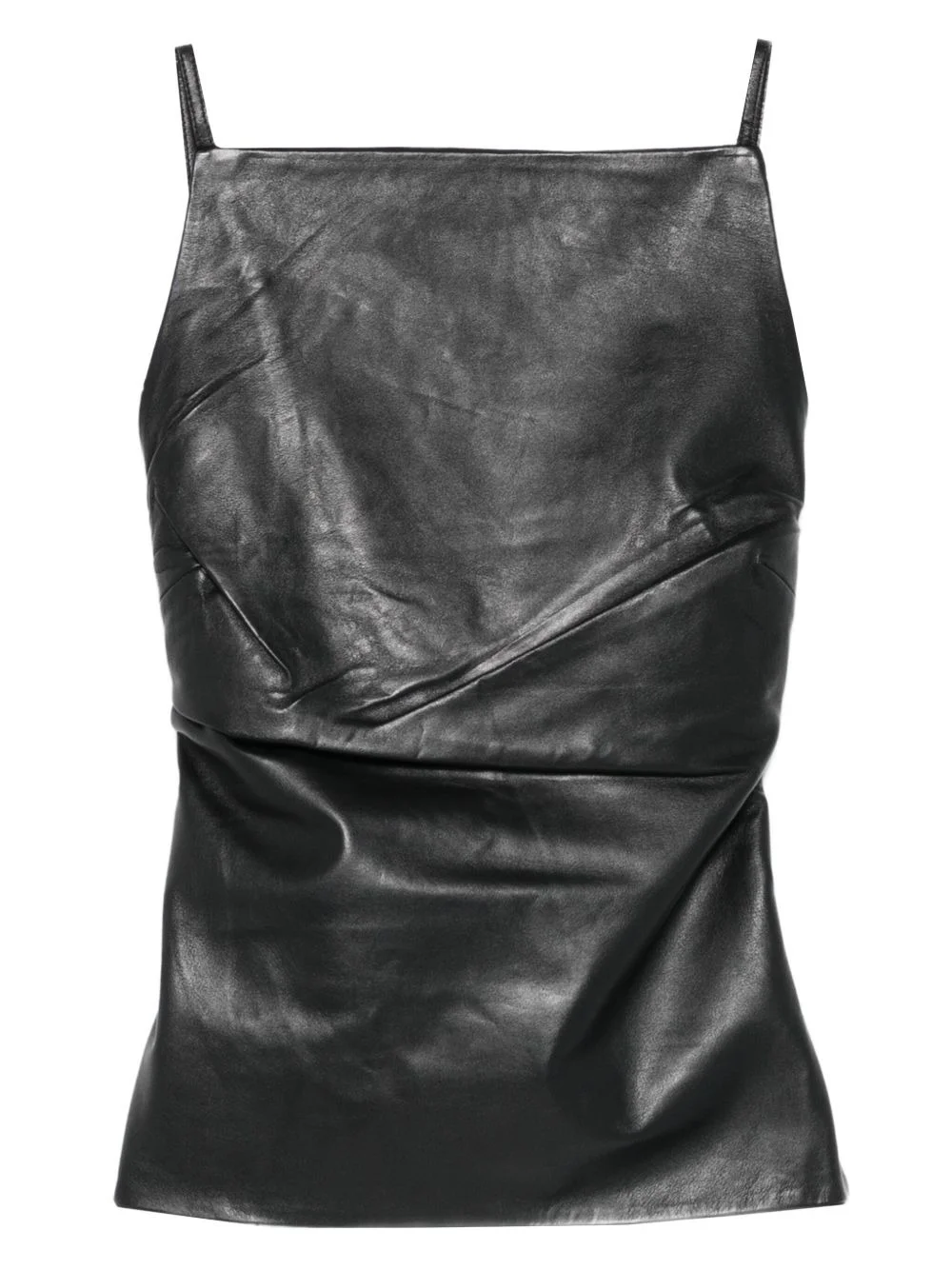 square-neck leather top - 1