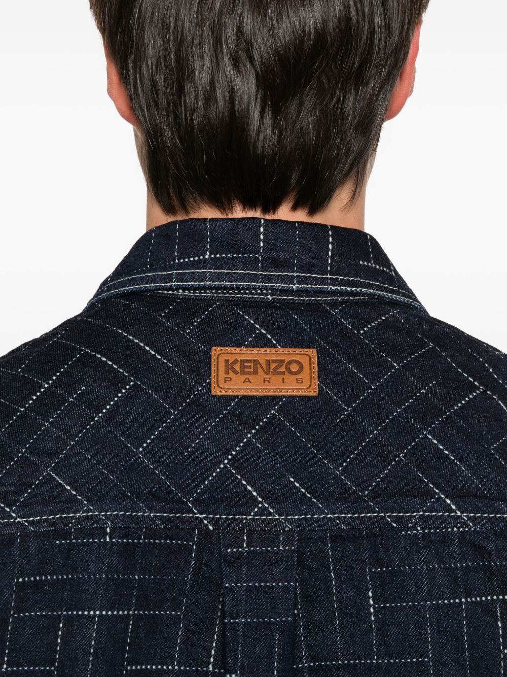 geometric-pattern cotton shirt - 5