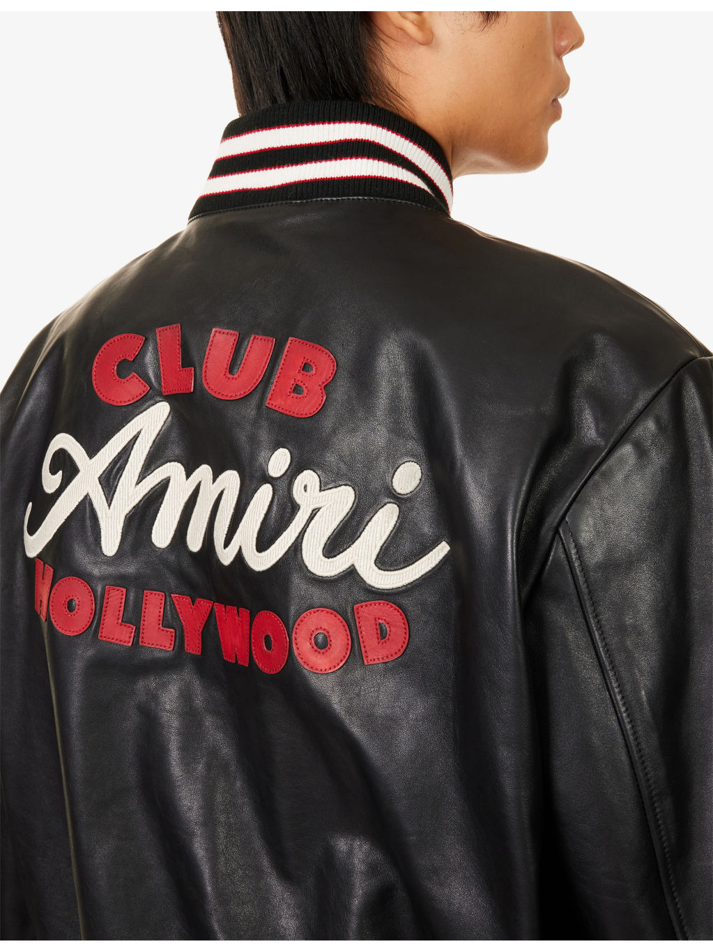 Club Amiri Leather Varsity Jacket - 5