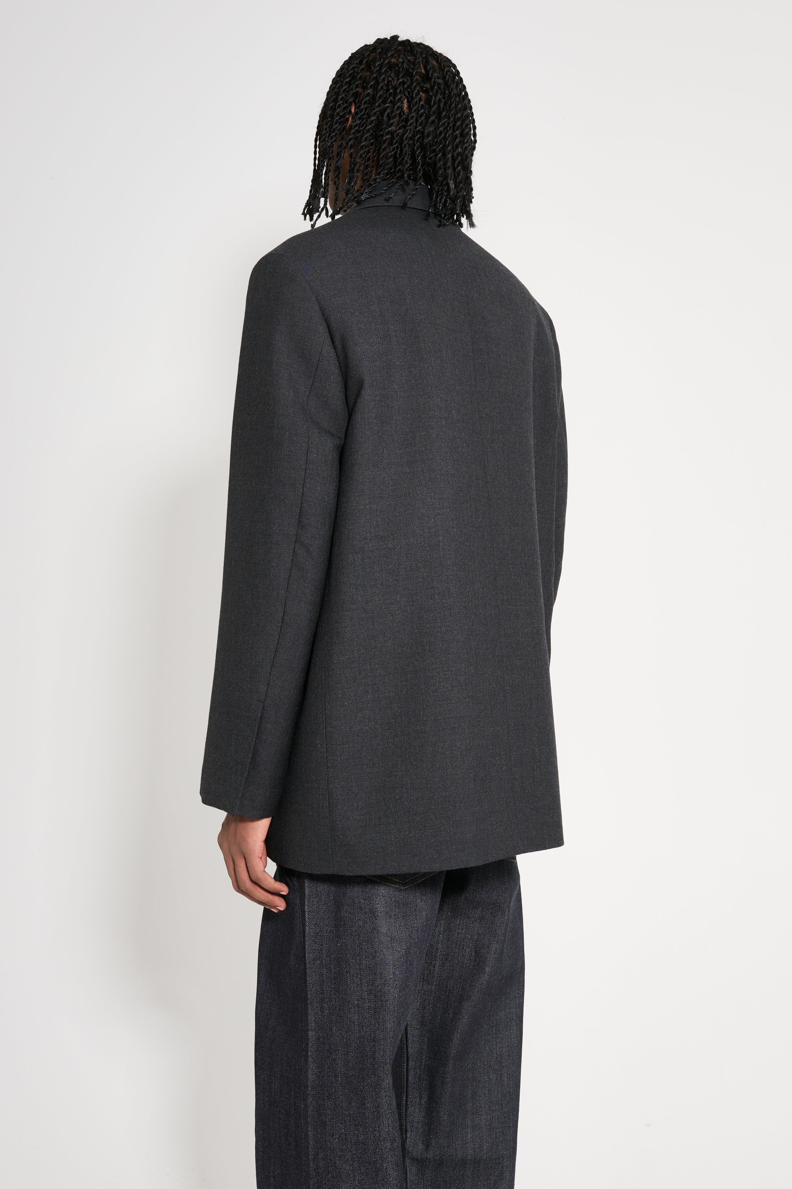 JIL SANDER PADDED SUIT JACKET CHARCOAL - 4