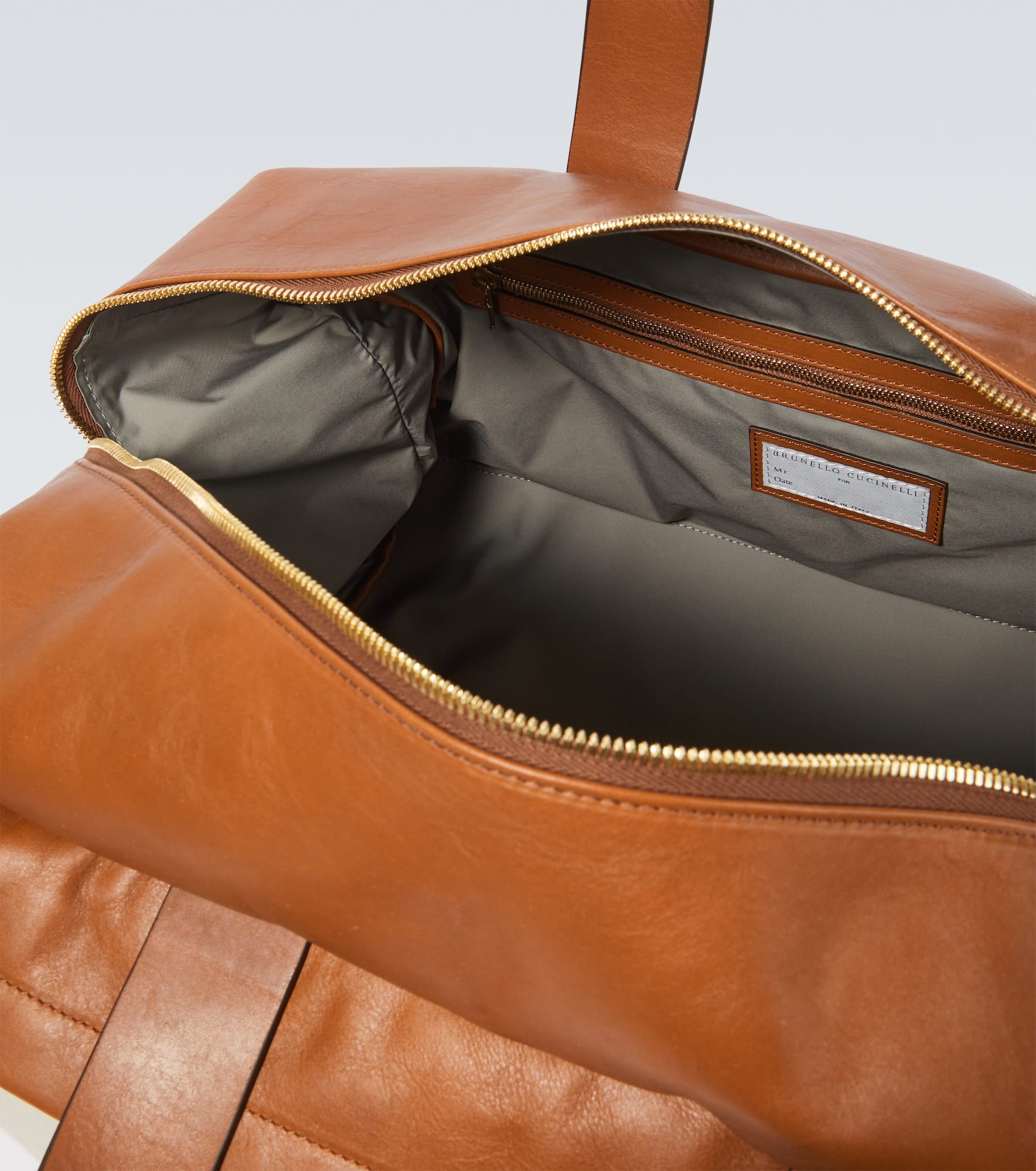 Leather-trimmed canvas duffel bag - 4