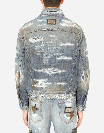 Dolce & Gabbana Blue wash denim jacket with rips outlook