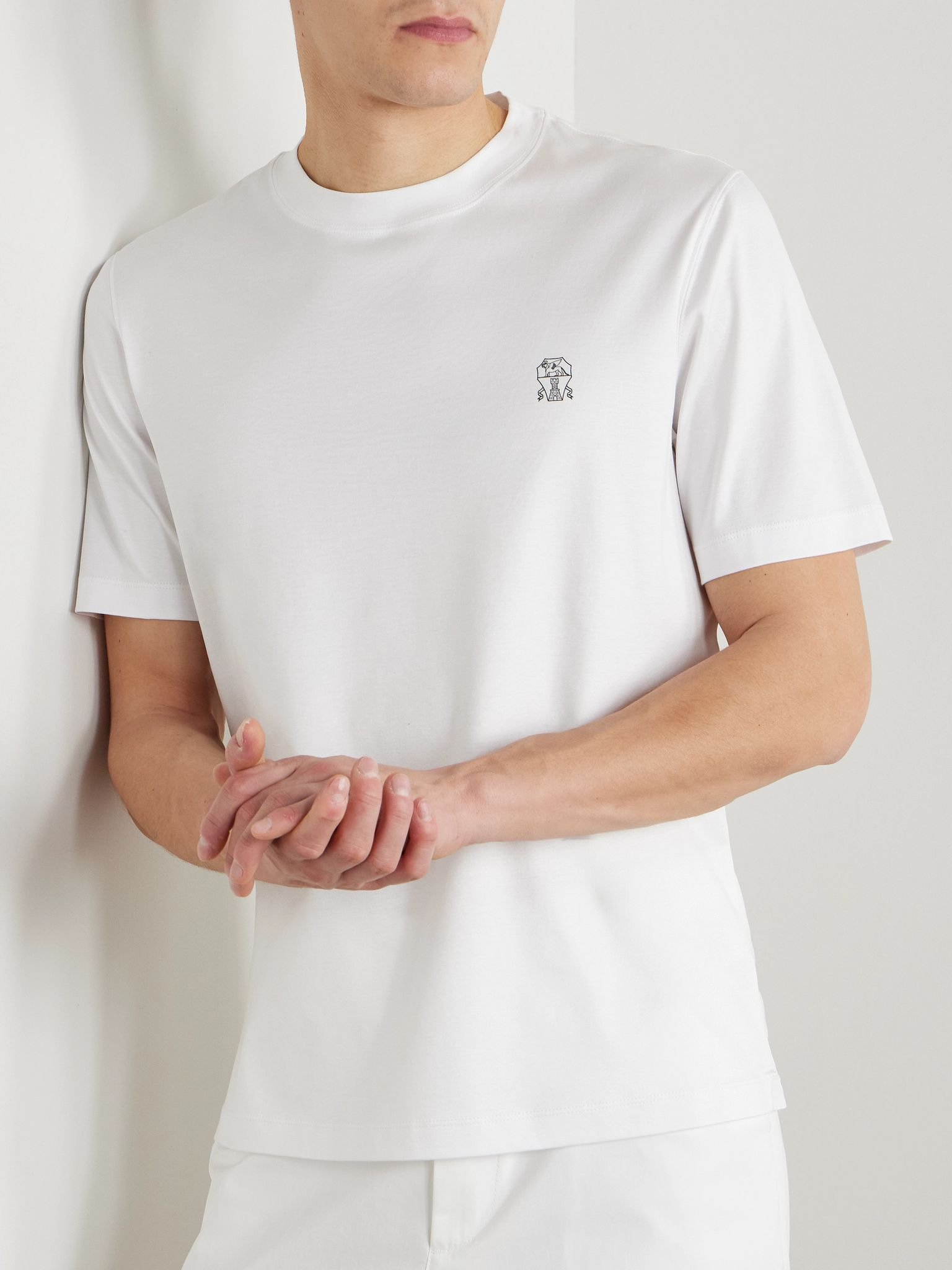 Logo-Print Cotton-Jersey T-Shirt White - 3