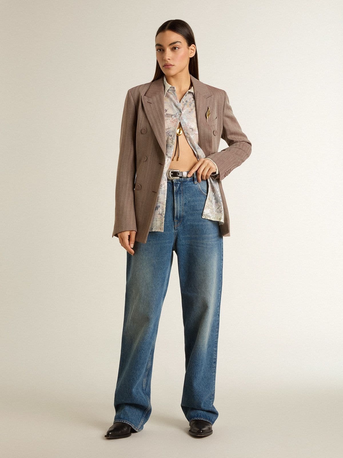 Women's shirt with multicolor floral sequin print - 3