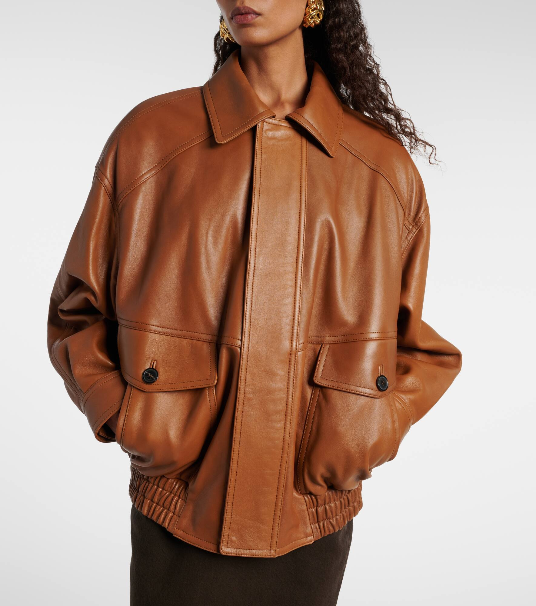 Oversized leather jacket - 6