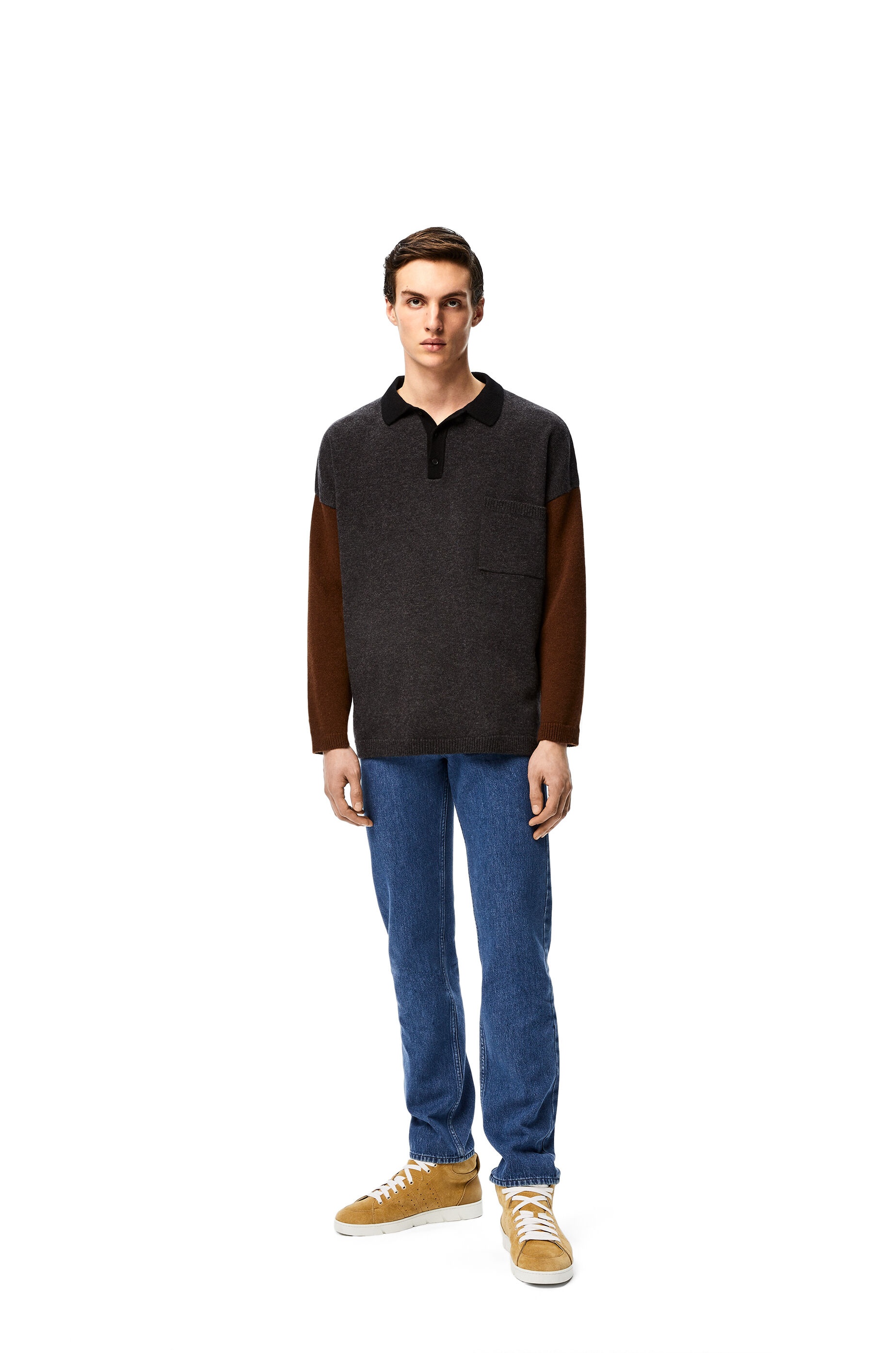 Polo collar oversize sweater in wool and cashmere - 2