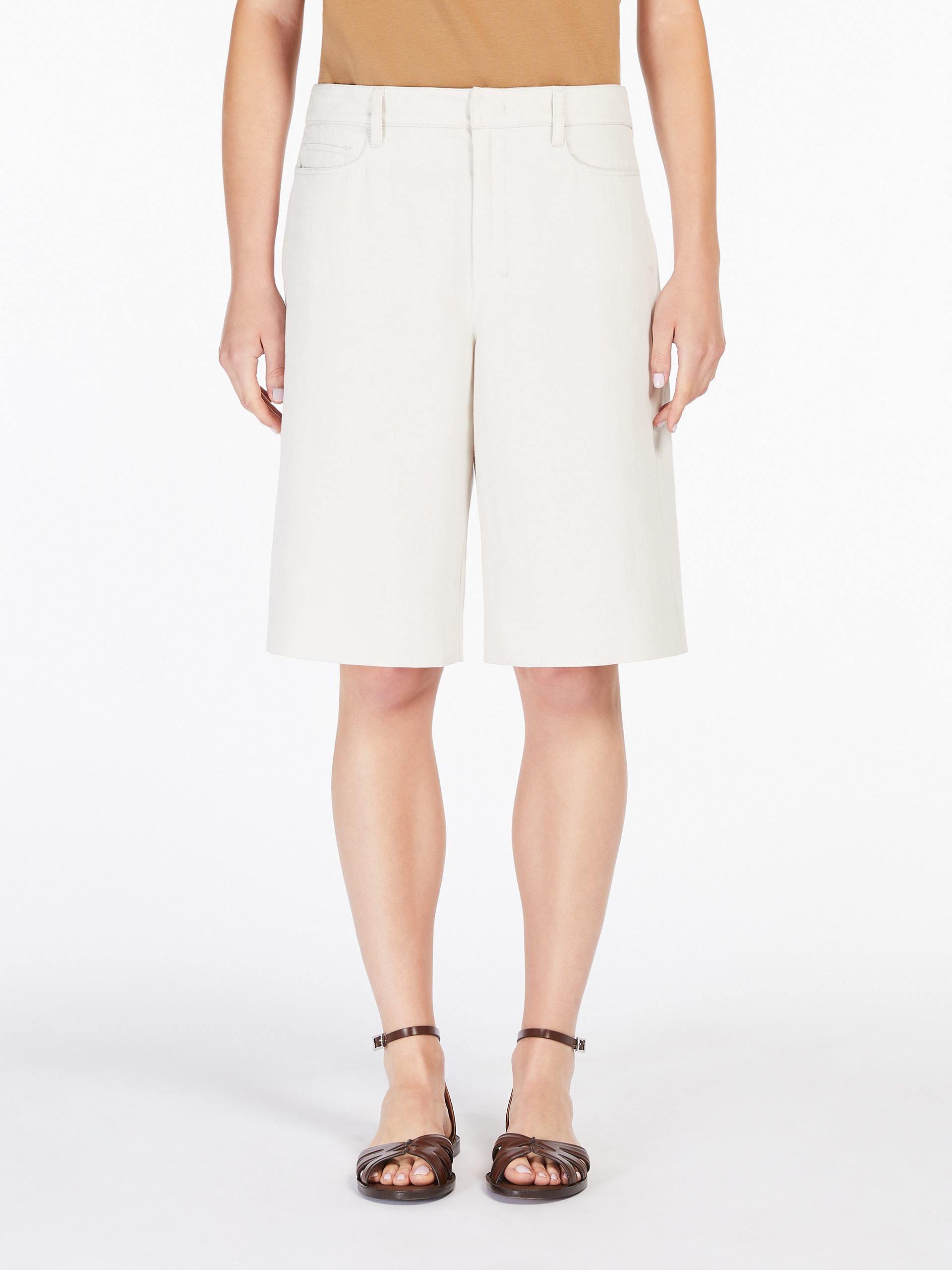 ERIC Cotton and linen twill Bermuda shorts - 3