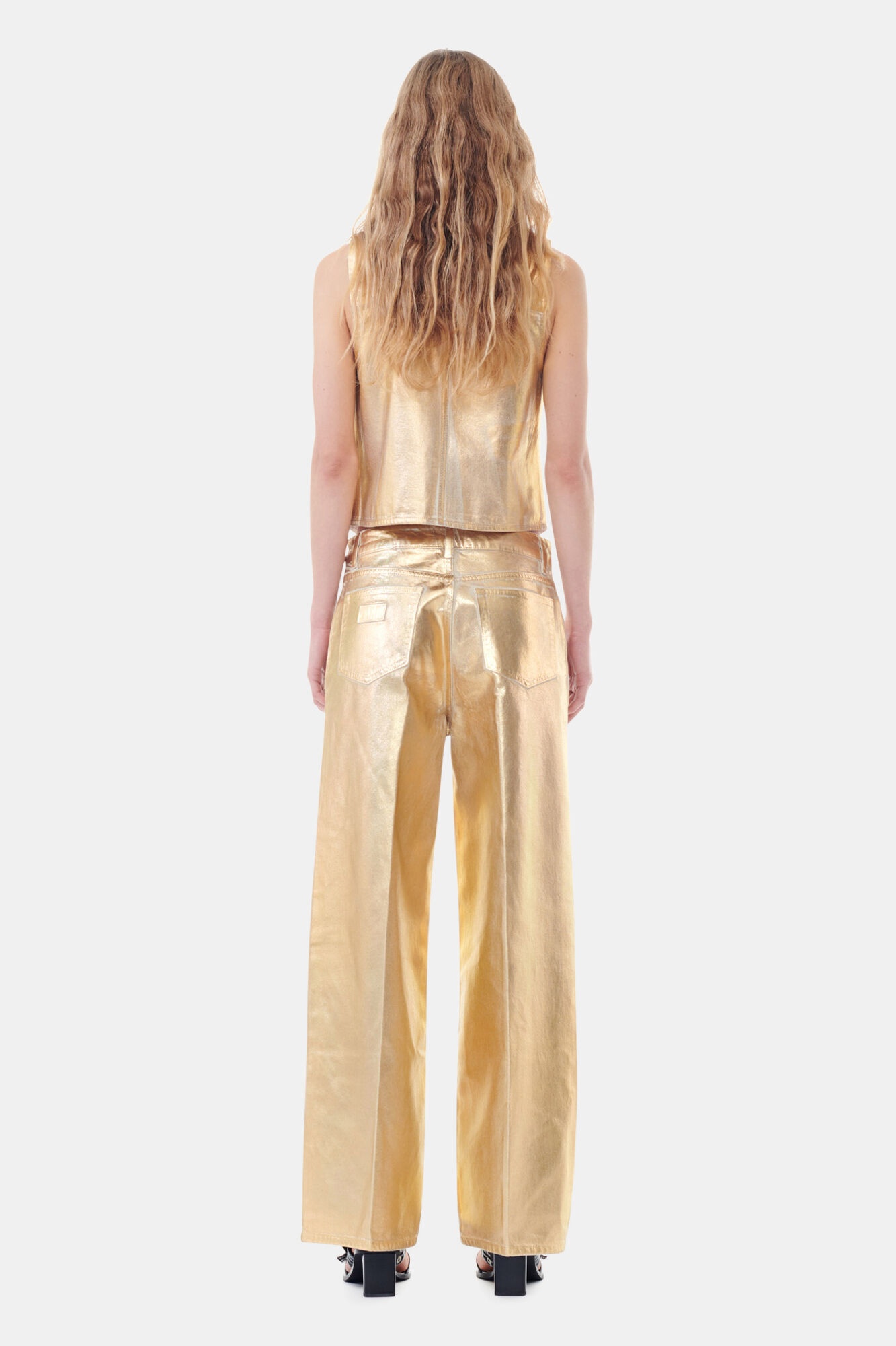 GOLD FOIL DENIM VEST - 5