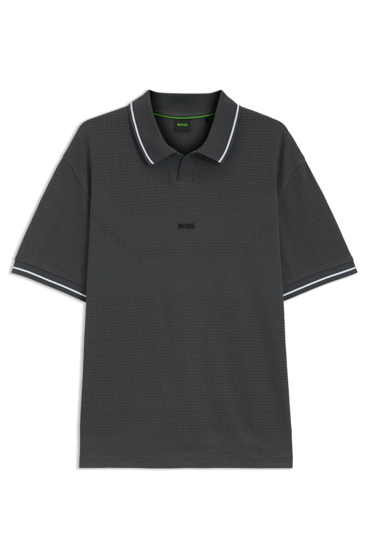 RELAXED-FIT POLO SHIRT IN COTTON WITH MESH PATTERN - 1