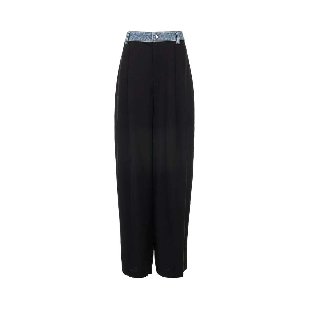 Mid-Rise Denim Waistband Pants - 1