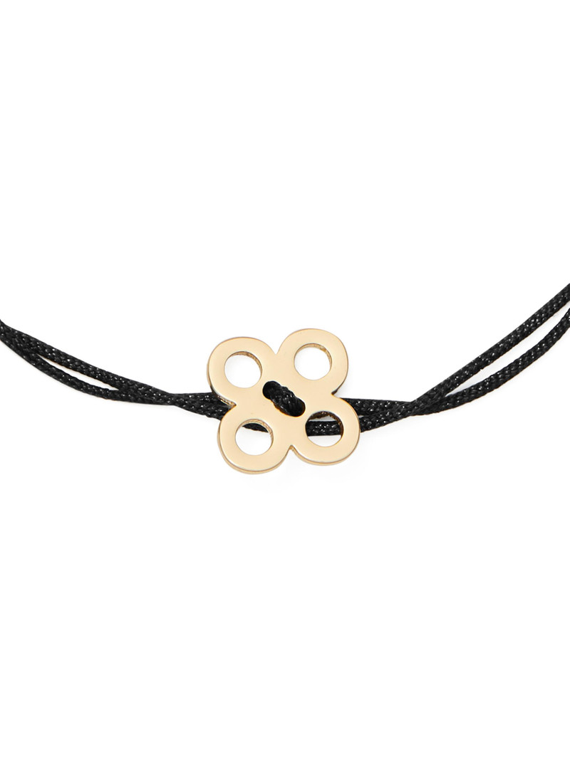 Women's Forget Me Not 18K-Gold-Plated & Nylon Cord Bracelet - Black Tory Gold 3