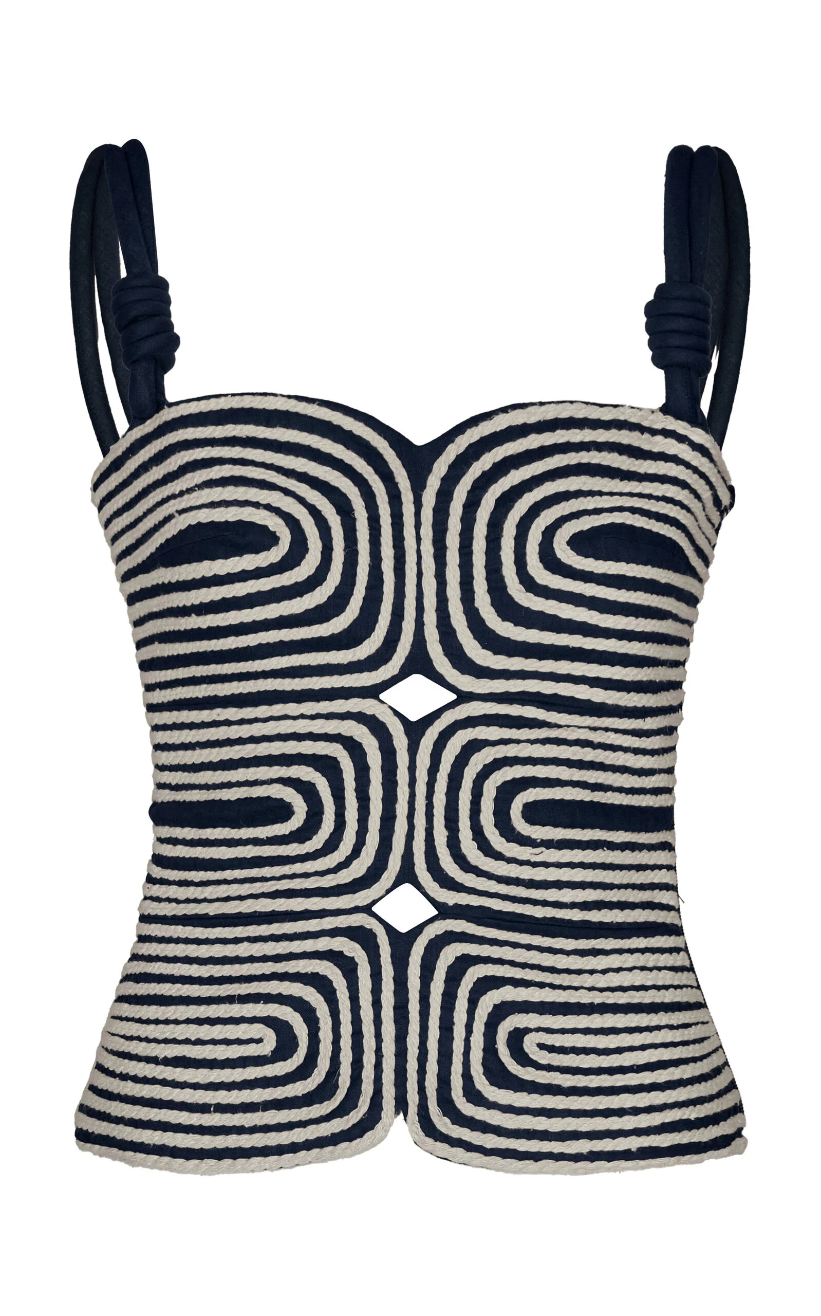 Marea Embroidered Linen Top navy - 1