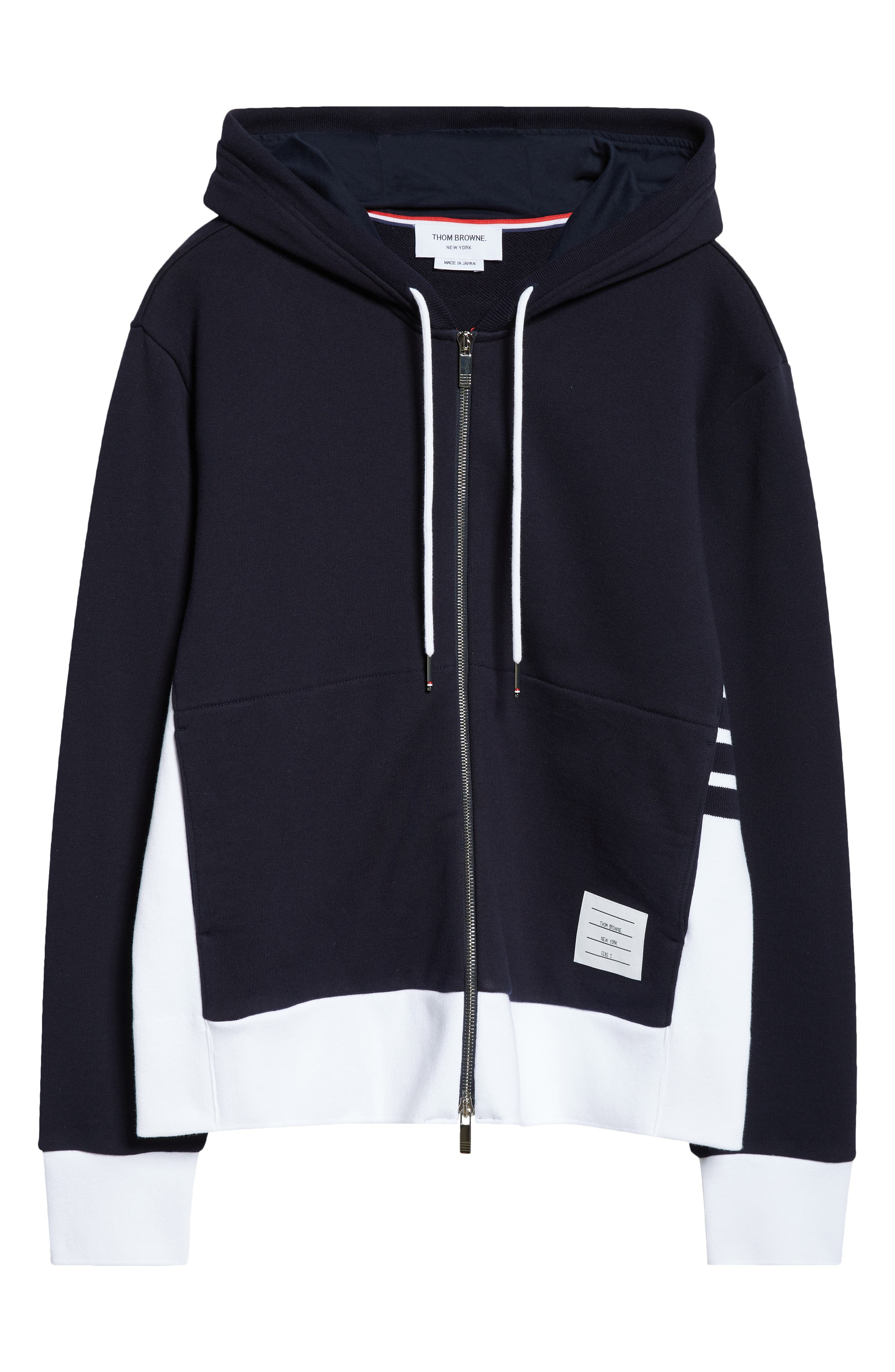 Thom Browne Engineered 4-Bar Cotton French Terry Zip-Up Hoodie in Navy at Nordstrom - 6