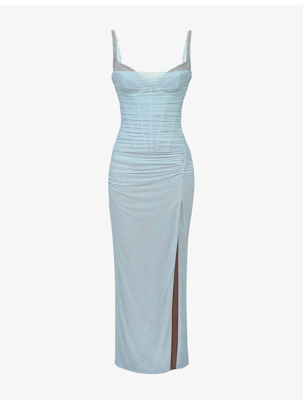 Lini Corset-Bodice Stretch-Mesh Maxi Dress - 1