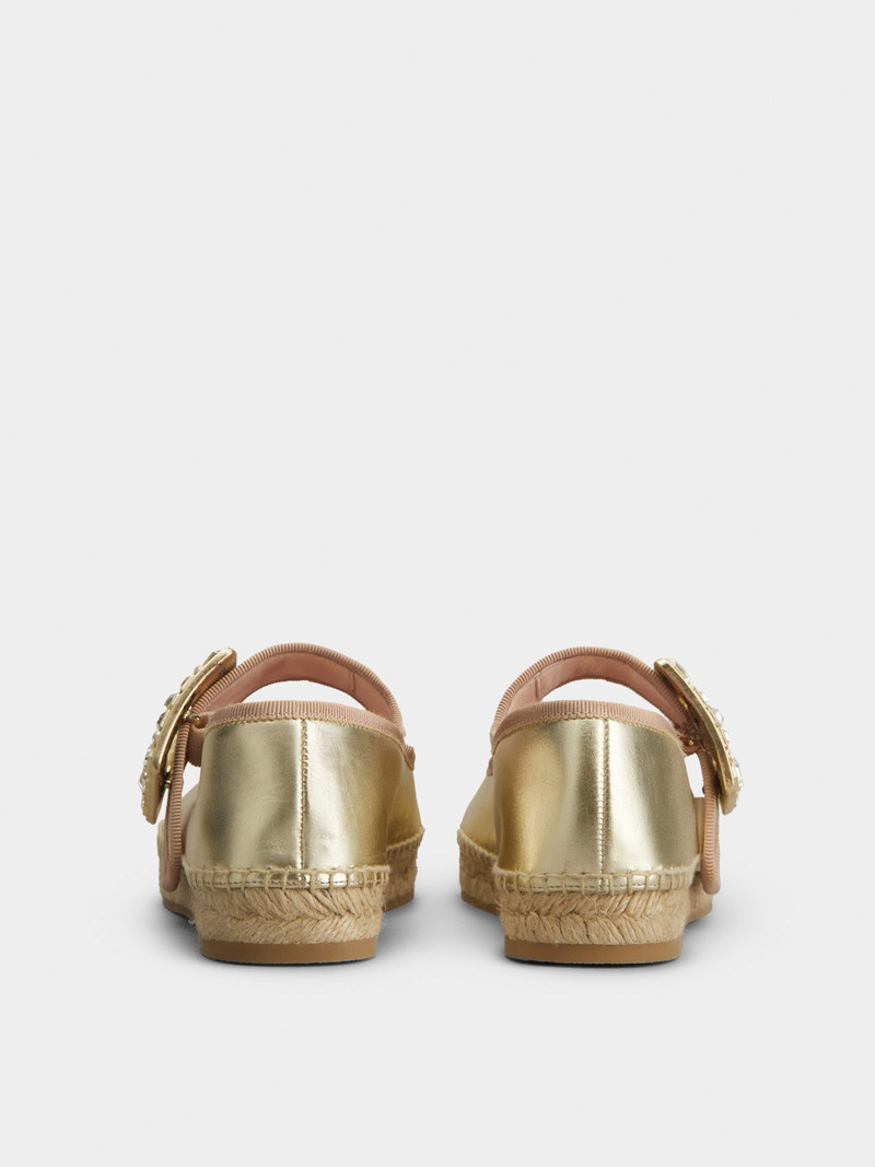 Roger Vivier Strass Buckle Babies Espadrilles in Soft Leather outlook