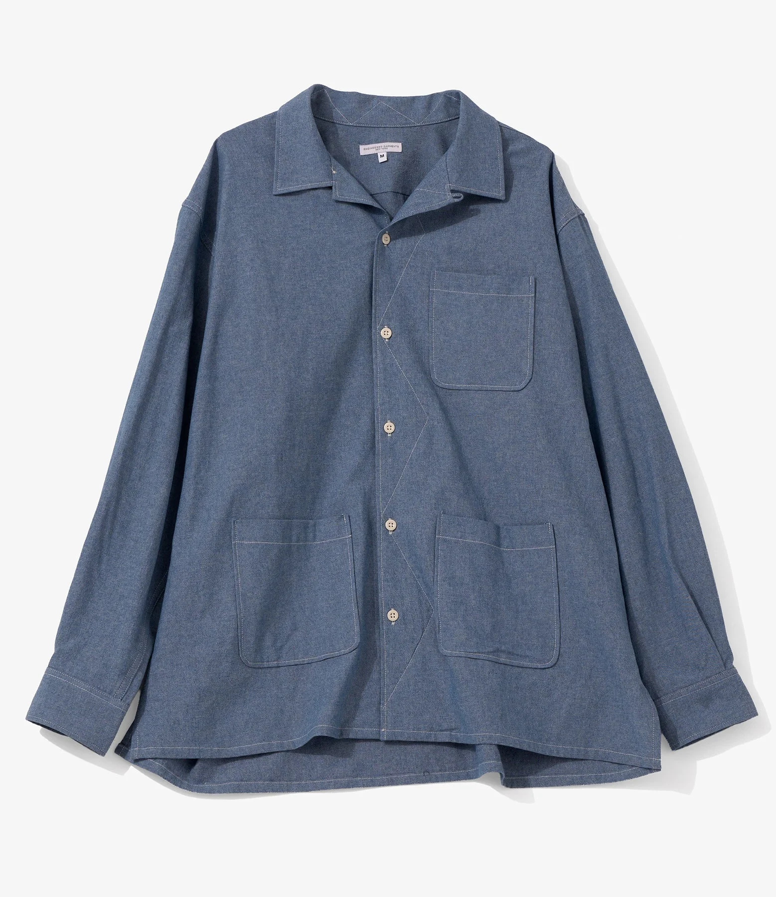 Classic Over Shirt for Nepenthes NY and Blue in Green - Indigo Chambray - 1