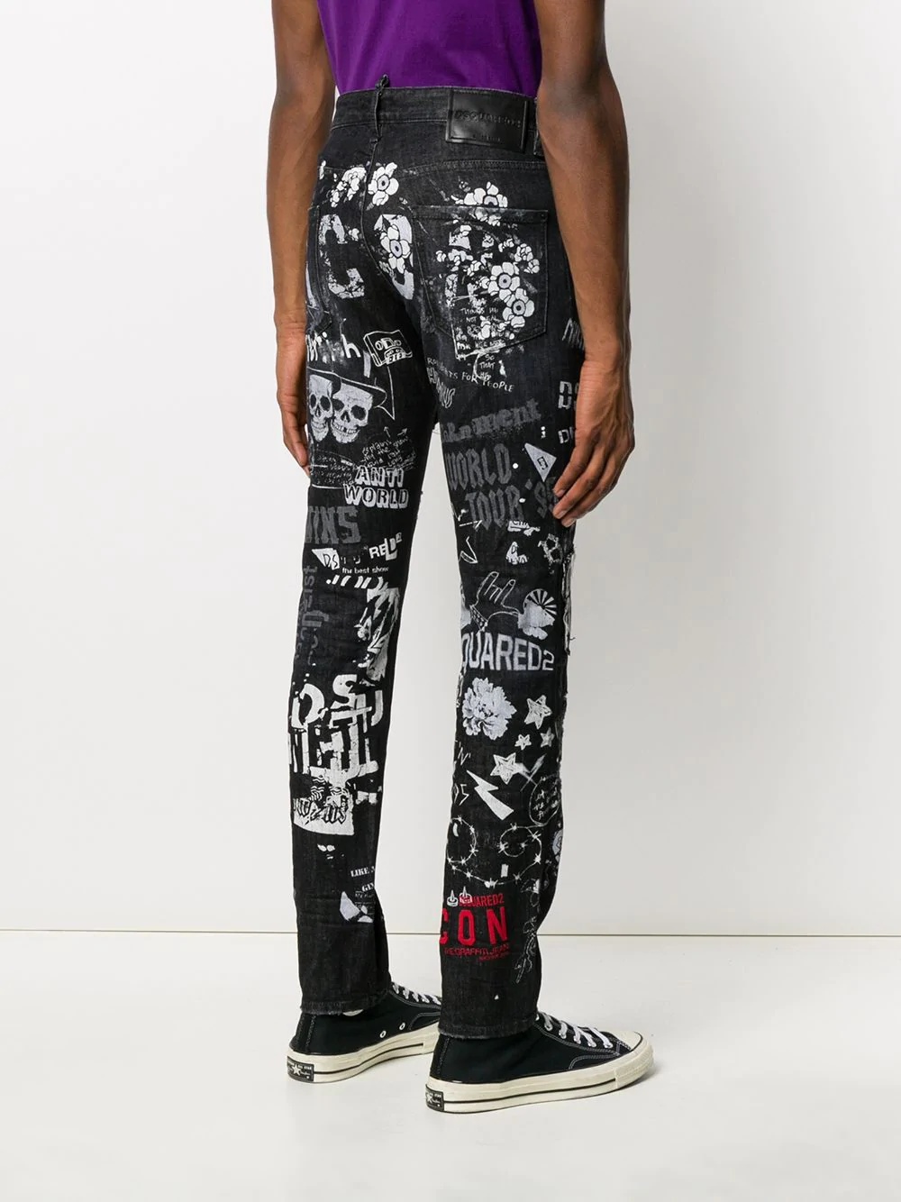 graphic print slim-fit jeans - 4