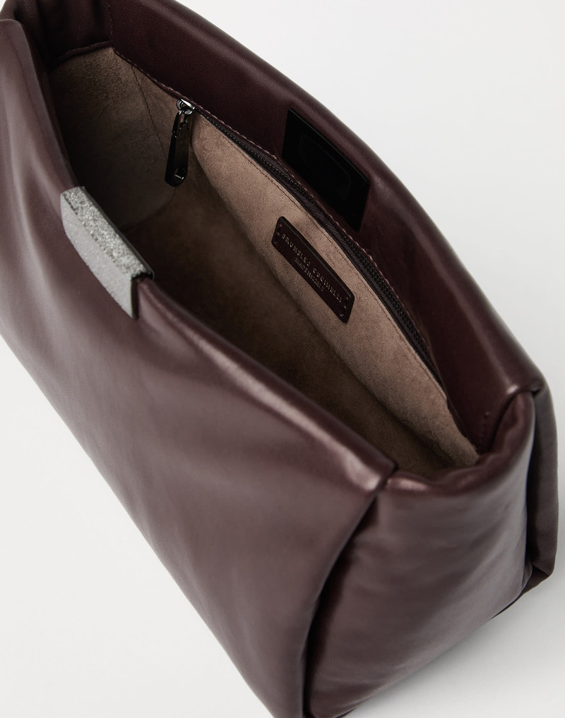 Wet-effect nappa leather clutch bag with shimmering detail 5