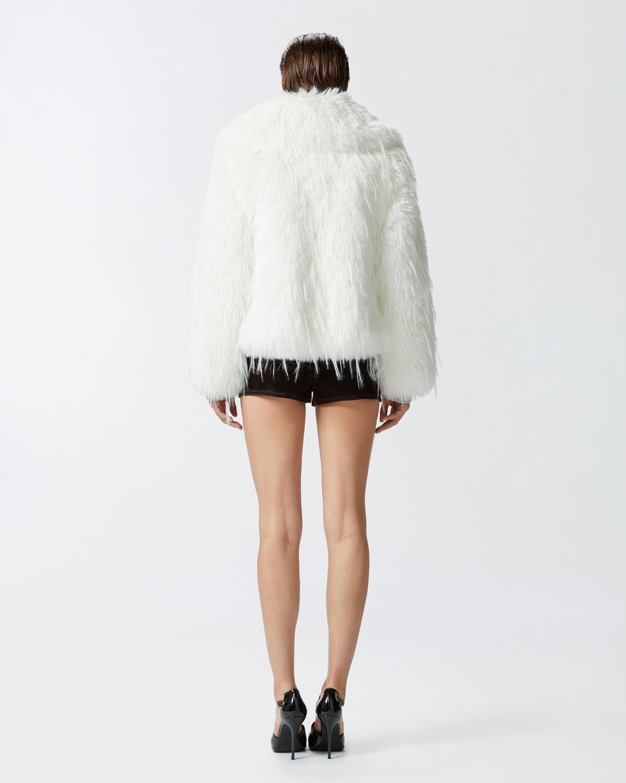 PEA COAT IN WHITE FAUX FOX FUR - 4
